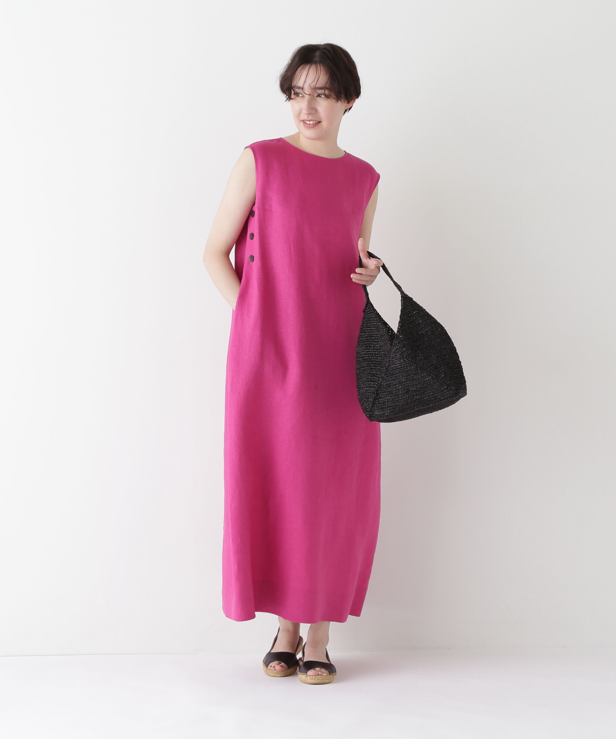  「◆リネンボートネックロングワンピース」|ワンピース|