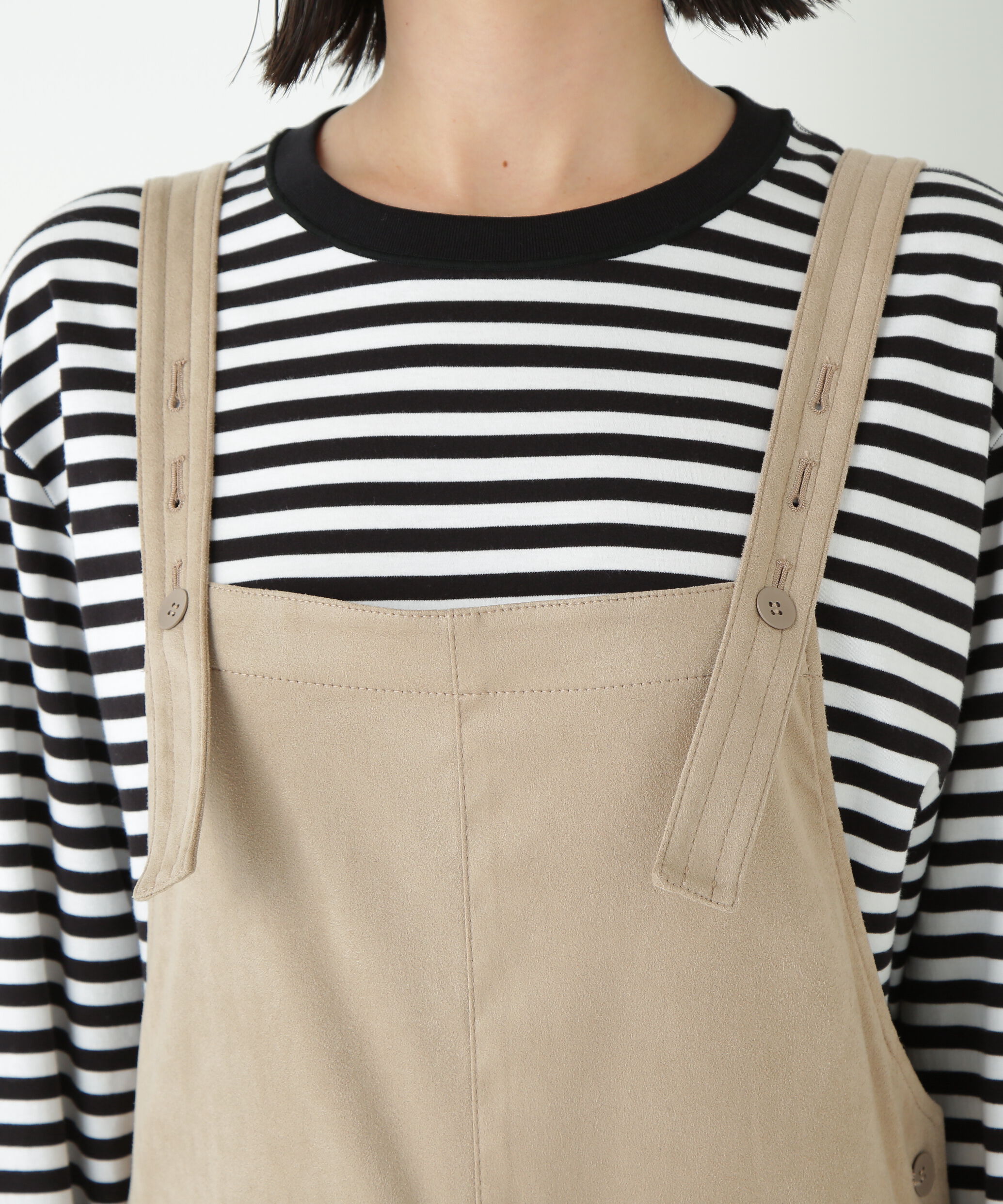  「◆ストレッチスェードオーバーオール」|ワンピース|