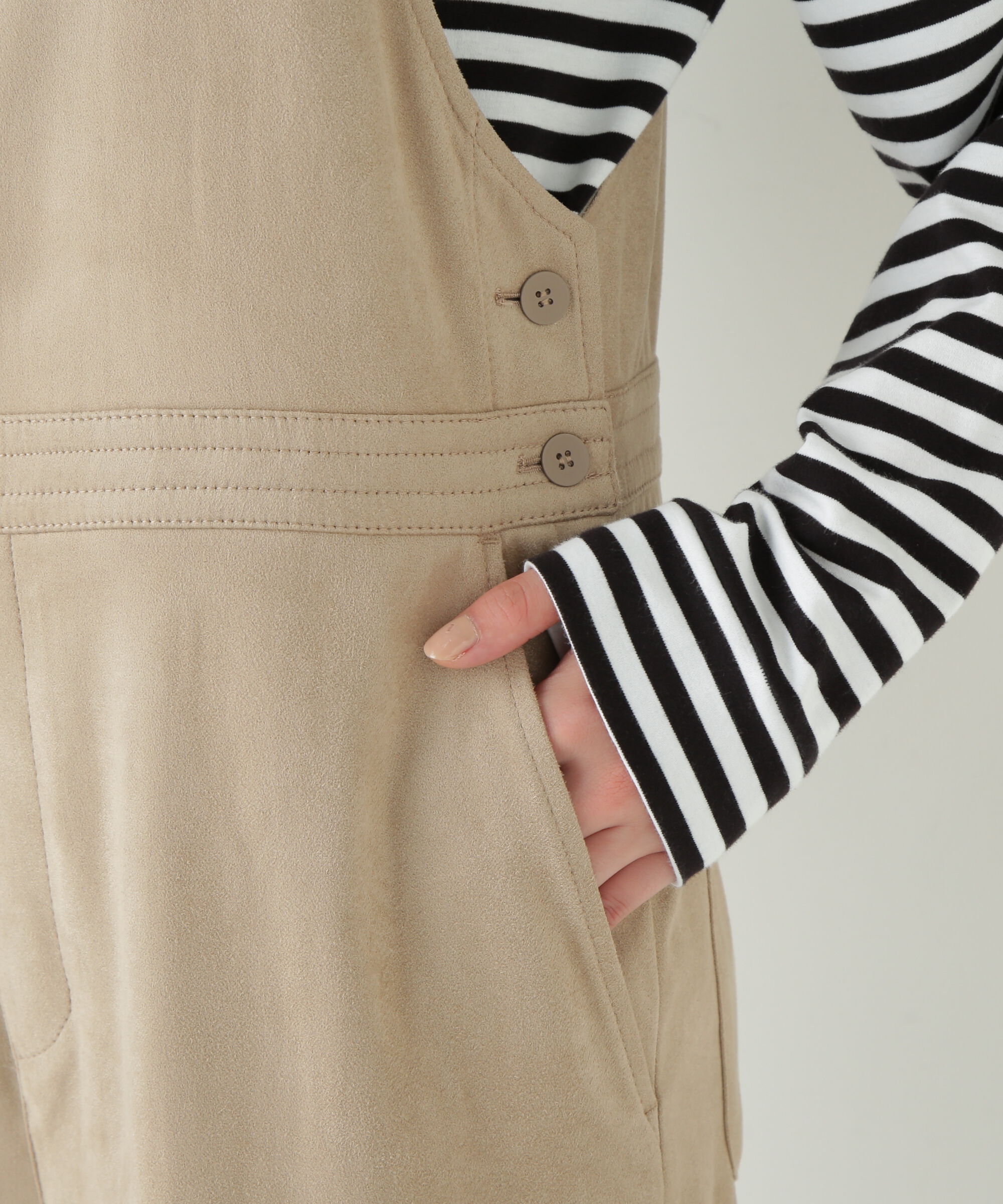  「◆ストレッチスェードオーバーオール」|ワンピース|