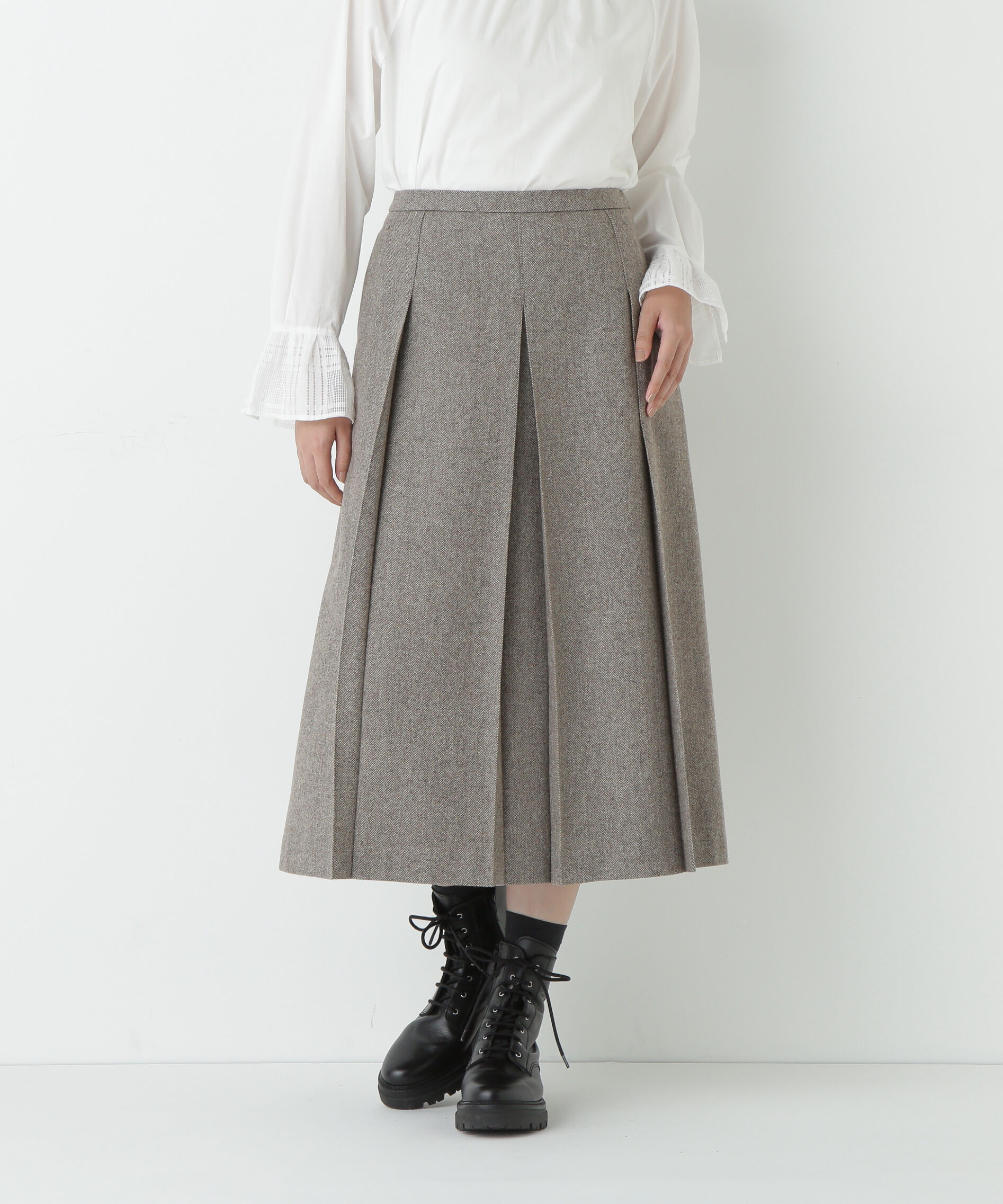  「ヘリンボーンツィードタックスカート」|スカート|