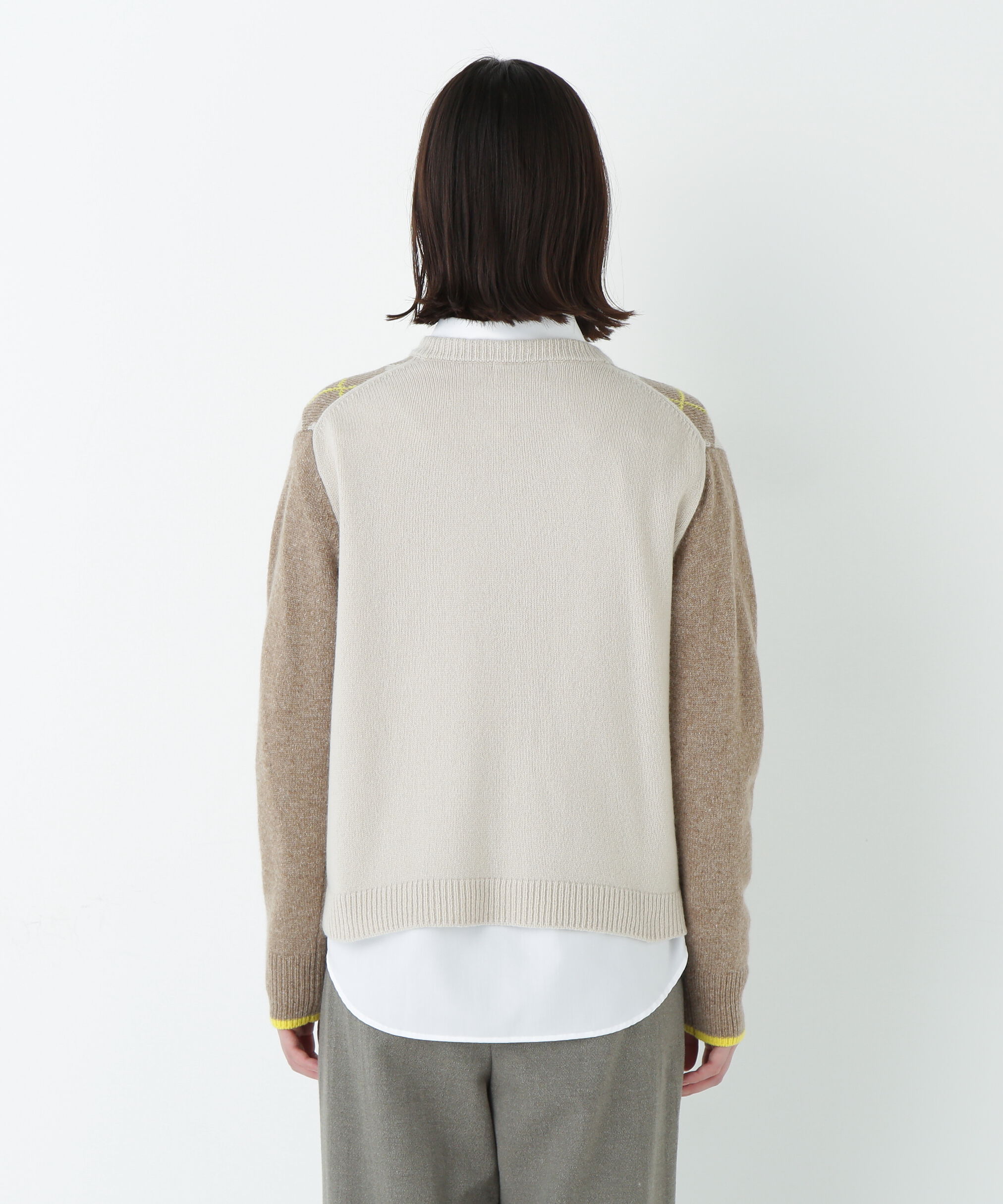  「ウールＭＩＸアーガイルクルーネックカーディガン」|ニット・セーター|