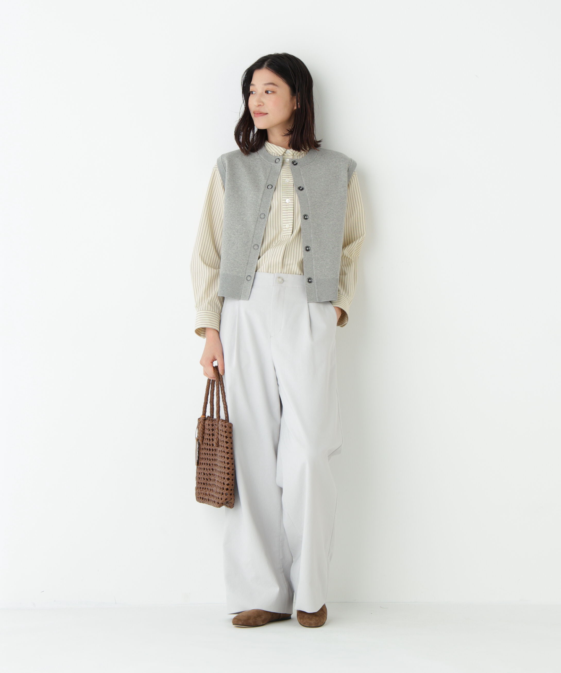  「◆麻調合繊タックセミワイドパンツ」|その他|