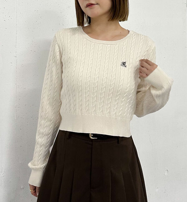 archives「ロゴ刺繍ケーブルニットプルオーバー」|ニット・セーター|