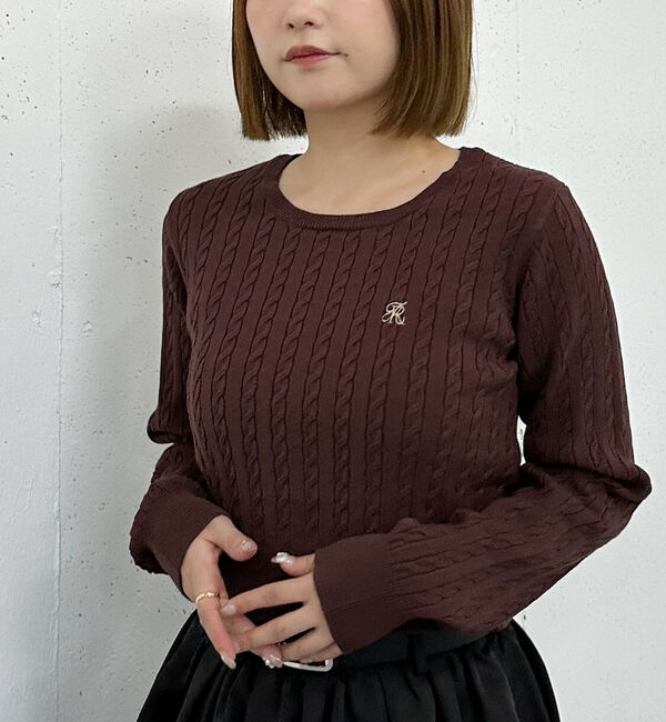 archives「ロゴ刺繍ケーブルニットプルオーバー」|ニット・セーター|BROWN