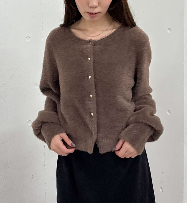 archives「ハートボタンフェザーニットカーディガン」|カーディガン|