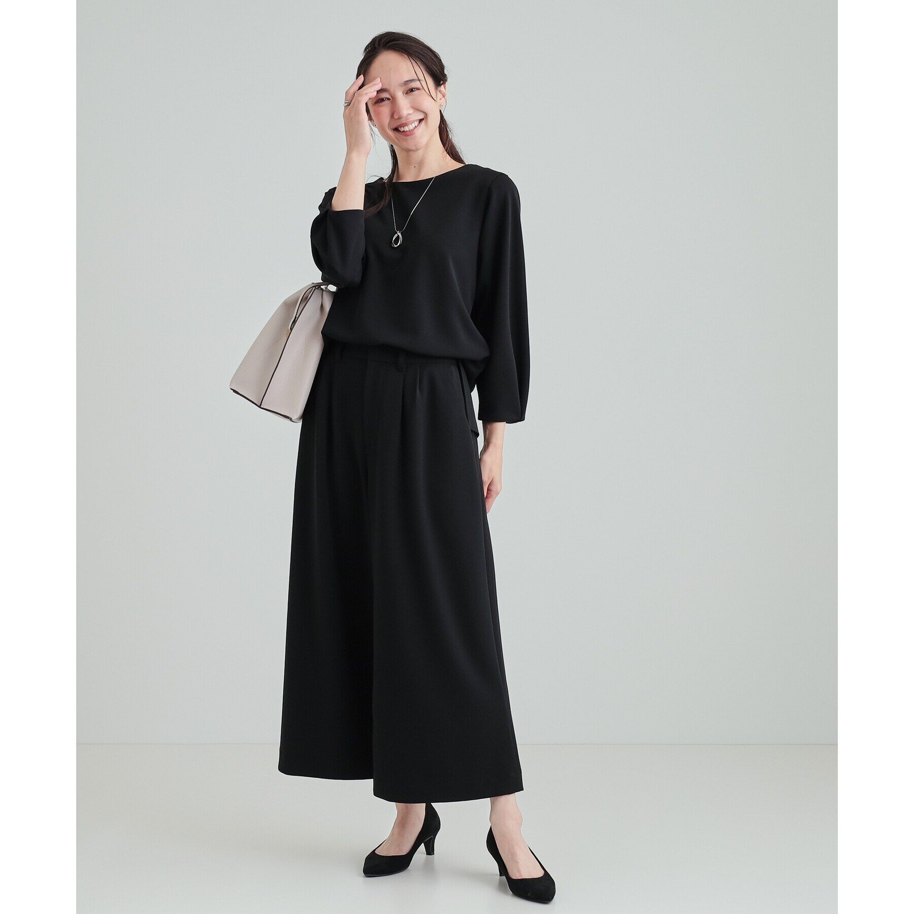 SHOO･LA･RUE「【通勤/デイリー/セットアップ可】マルチに使える カットジョーゼット ワイドパンツ」|その他|