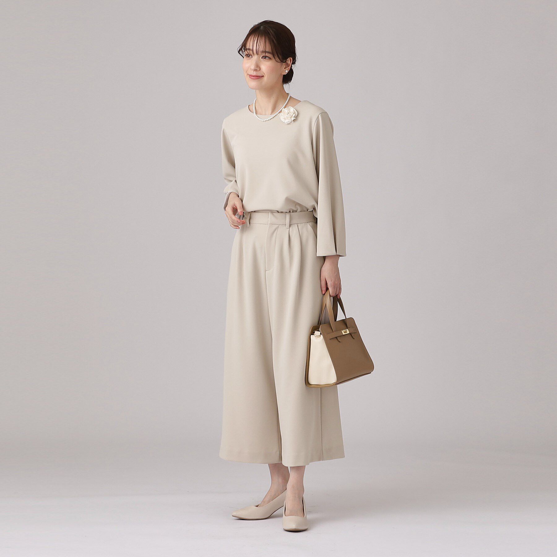 SHOO･LA･RUE「【通勤/デイリー/セットアップ可】マルチに使える カットジョーゼット ワイドパンツ」|その他|