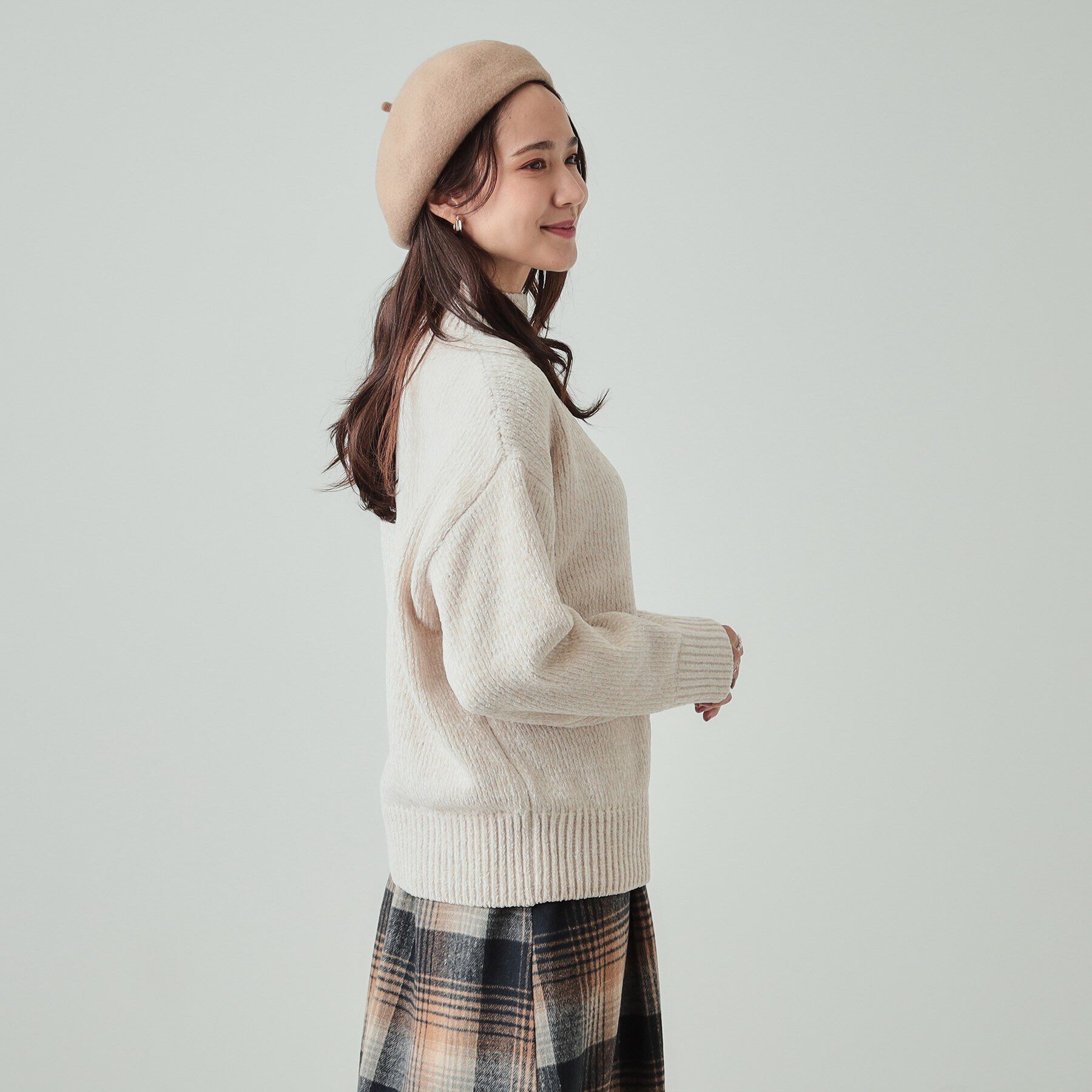 SHOO･LA･RUE「肌触り柔らか ベロアモール モックネックニット」|ニット・セーター|