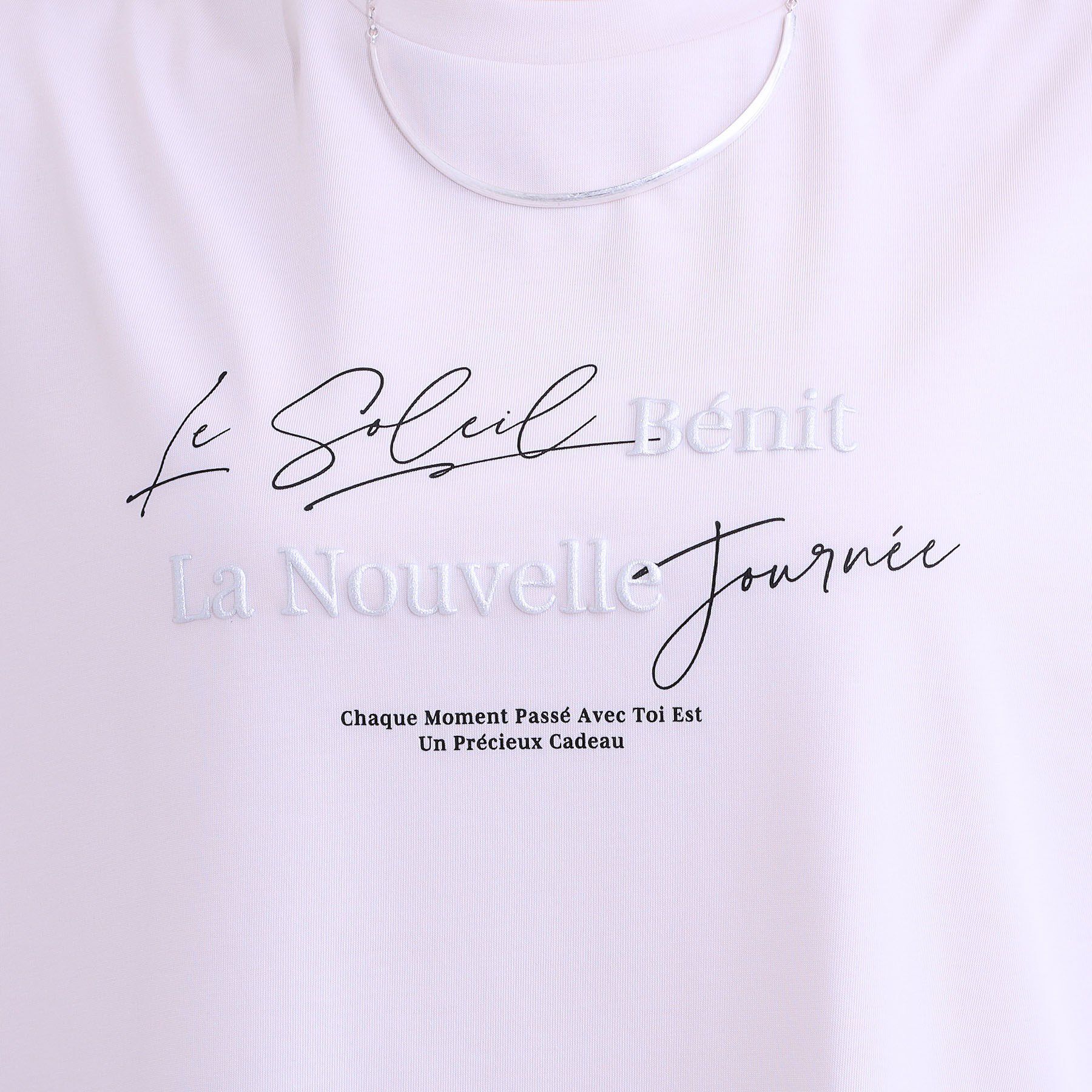 SHOO･LA･RUE「【S-LL/ひんやり/UV】ぷっくりラメプリントロゴTシャツ」|Tシャツ・カットソー|