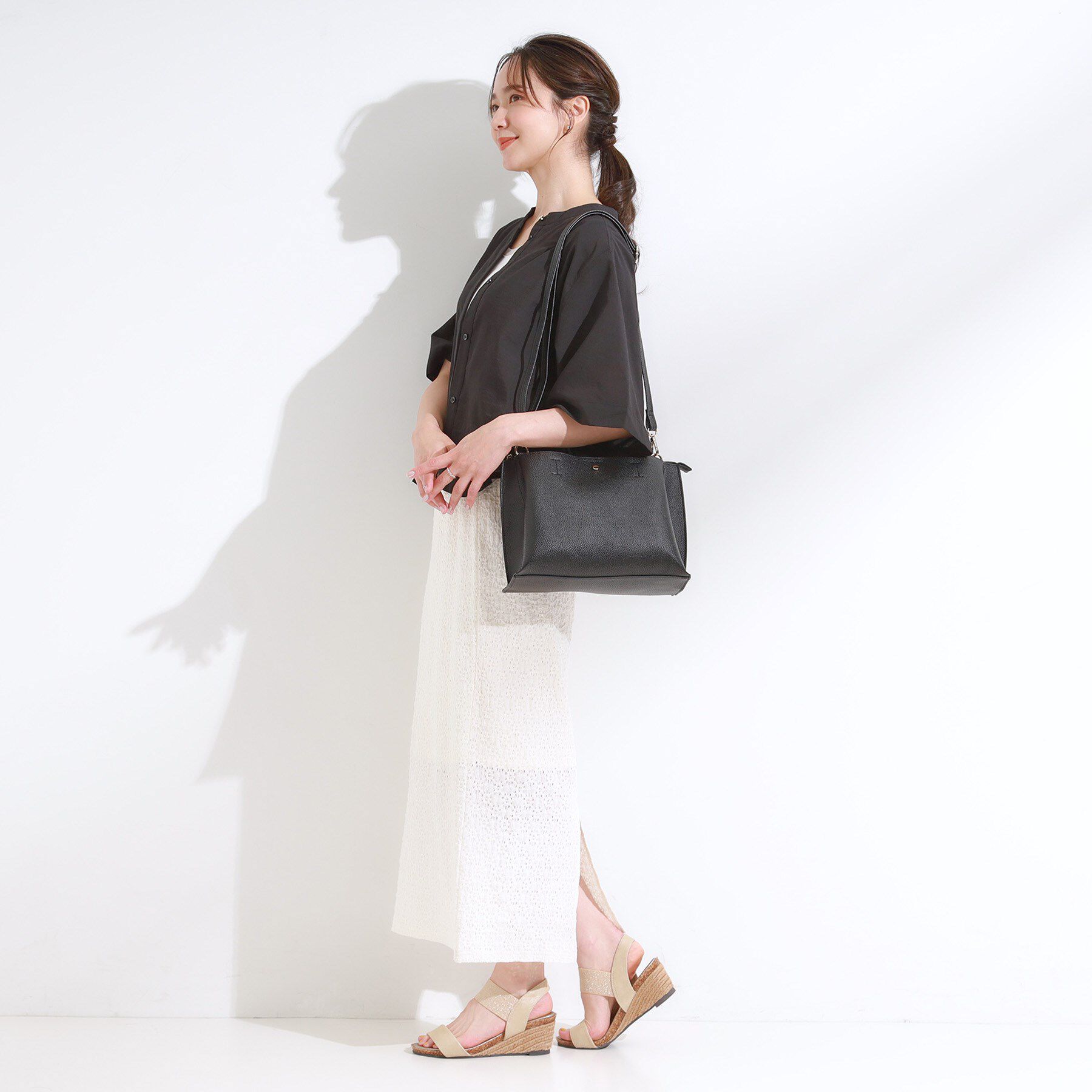 SHOO･LA･RUE「【軽量/2WAY】ふわっと軽い ミドルサイズ トートバッグ」|トートバッグ|