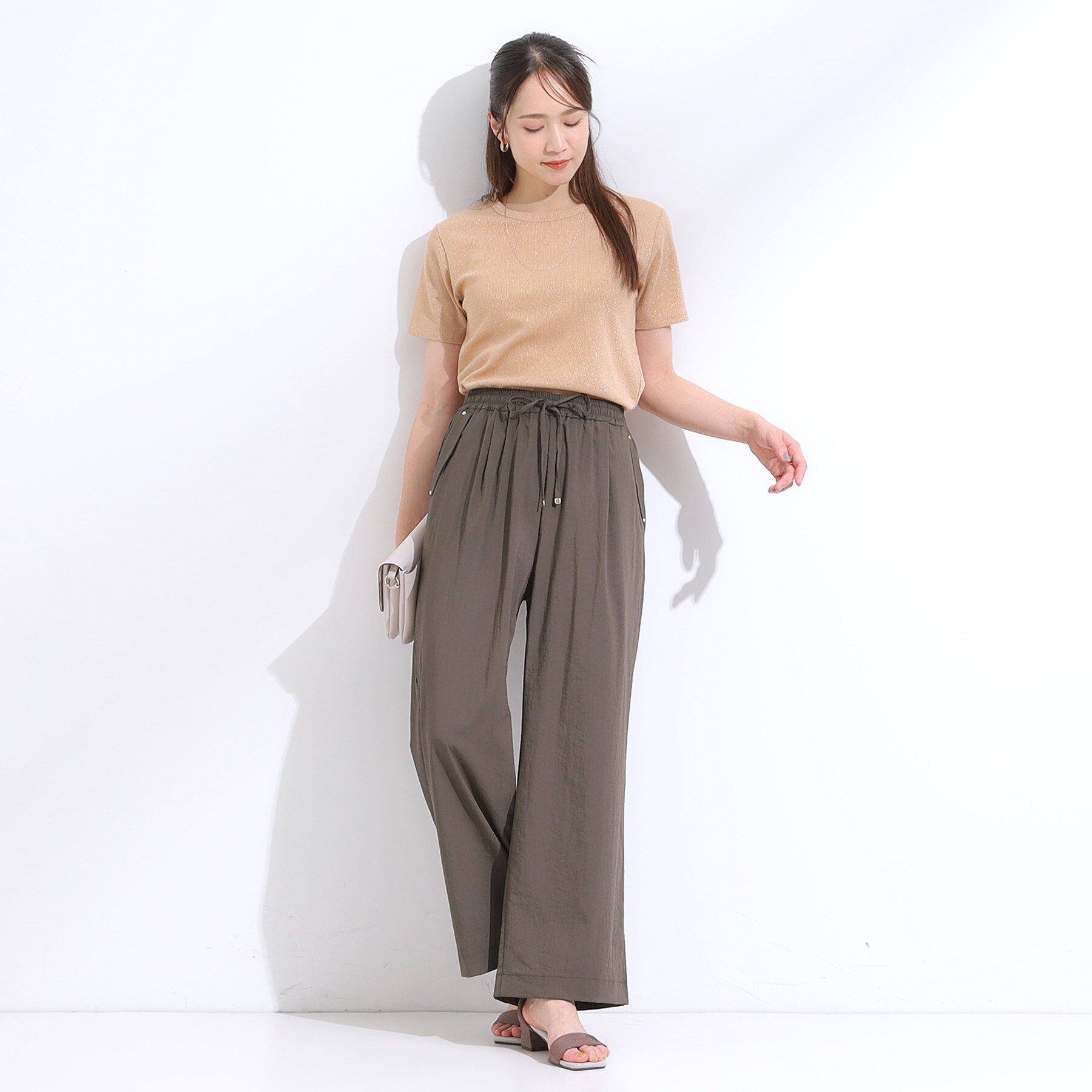 SHOO･LA･RUE「【着丈選べる/S-LL】触れる度ひんやり ゆるきれい イージーワイドパンツ」|その他|