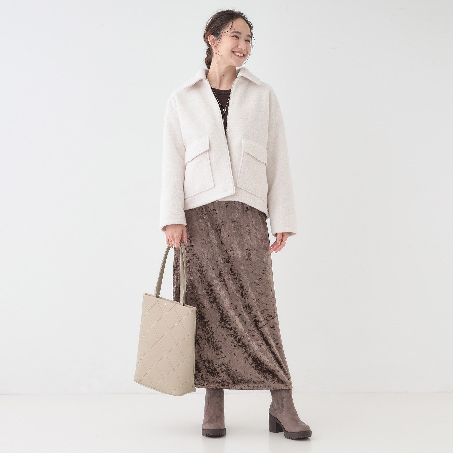 SHOO･LA･RUE「バイアスチェック型押しトートバッグ」|トートバッグ|