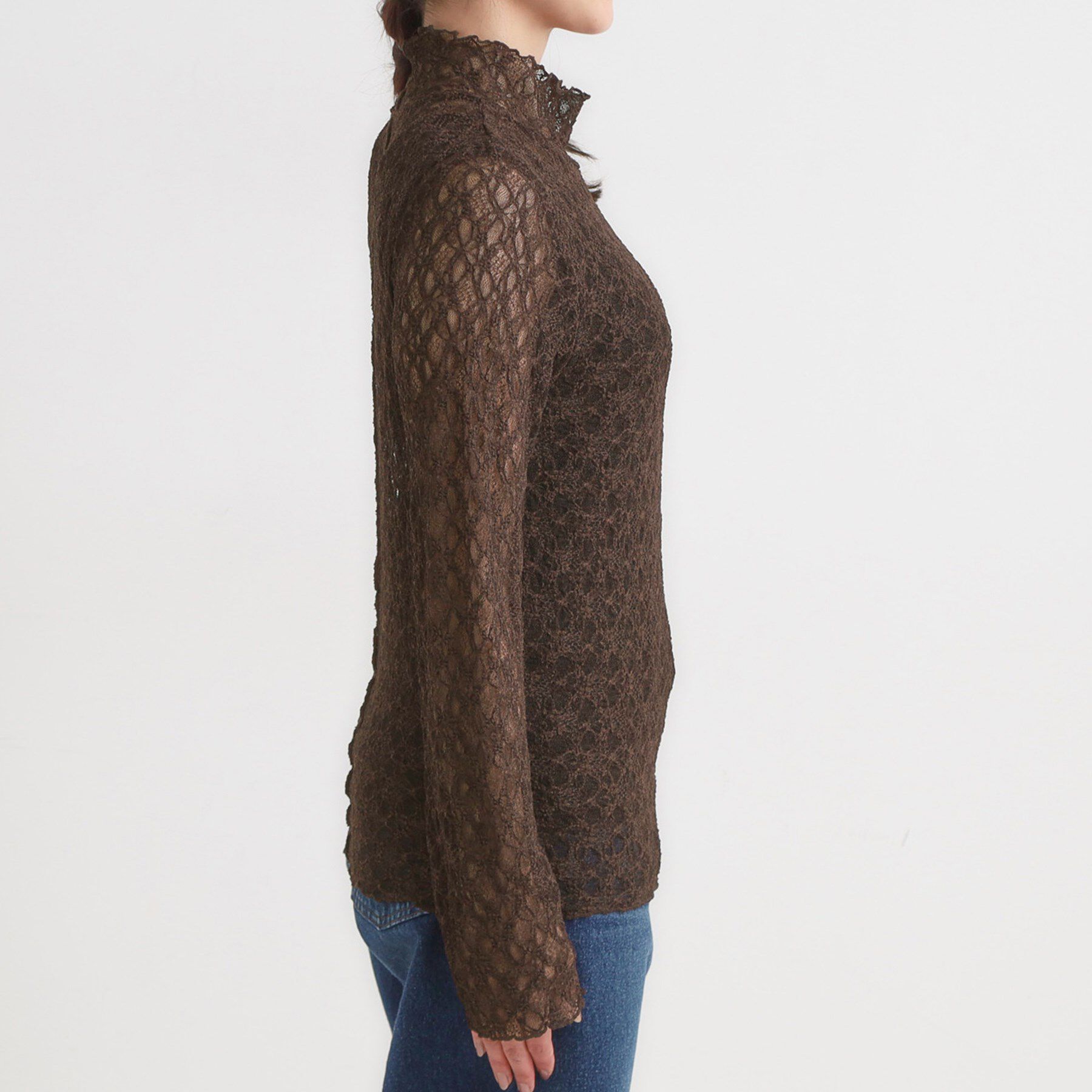 SHOO･LA･RUE「【S-LL】上品なレースハイネックトップス」|Tシャツ・カットソー|