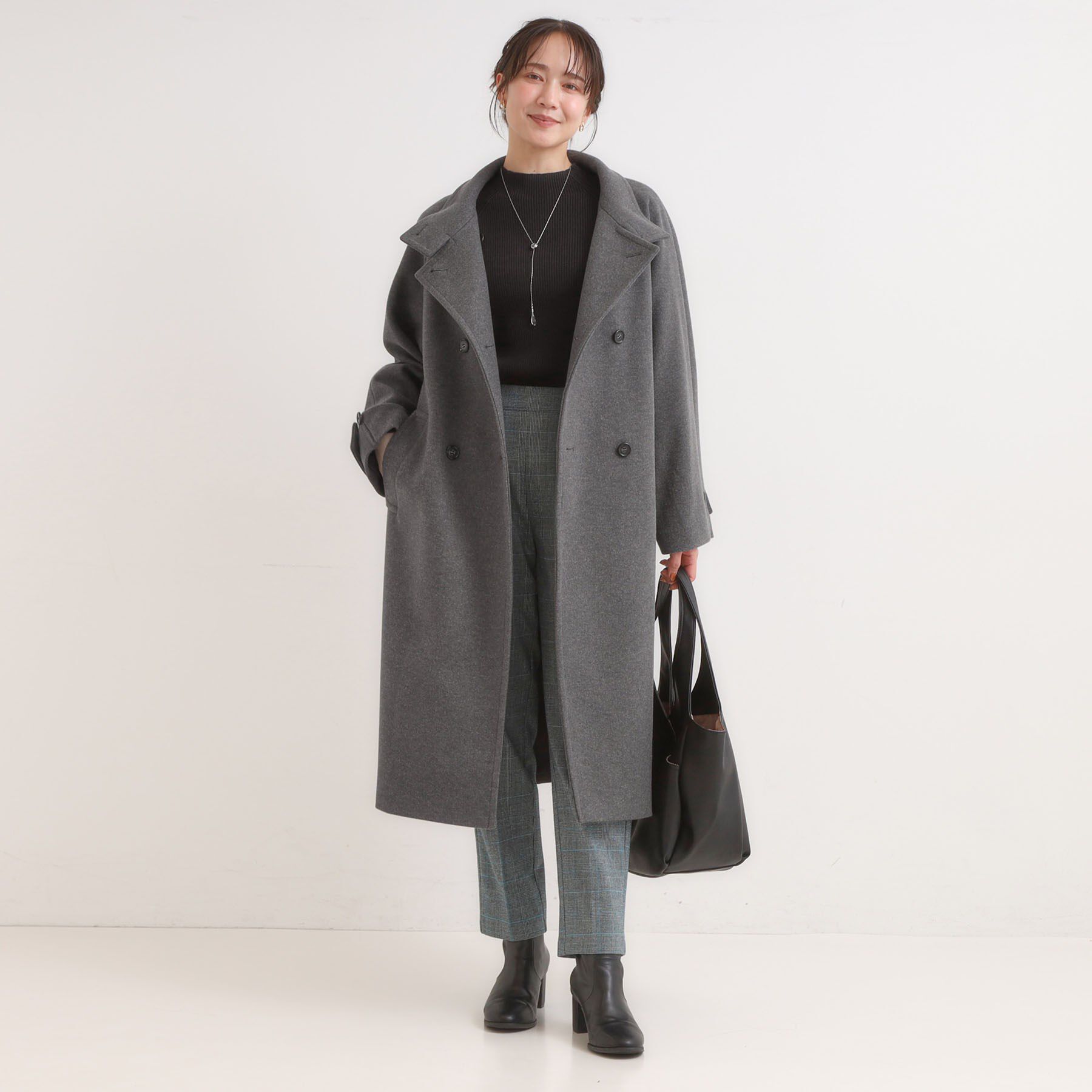 SHOO･LA･RUE「【S-LL】大人のきれいめスタイルに ウール調スタンドロングコート」|その他|