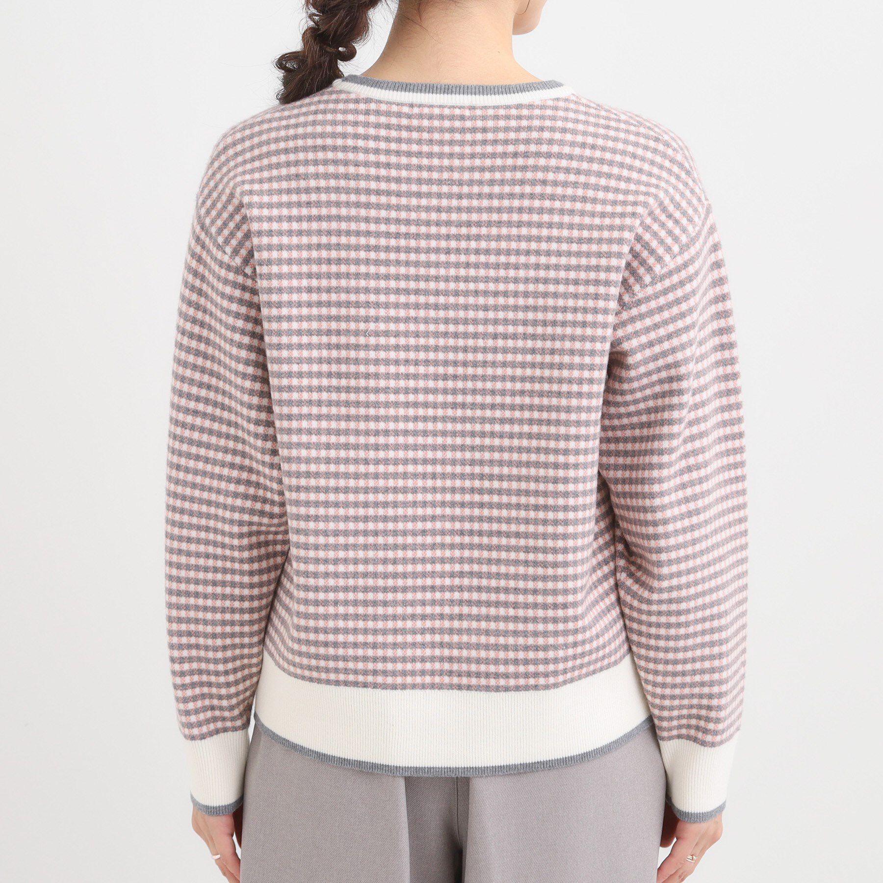 SHOO･LA･RUE「【洗濯機可/S-LL】クラシックなチェック柄が目を惹く 柔らかニット」|ニット・セーター|