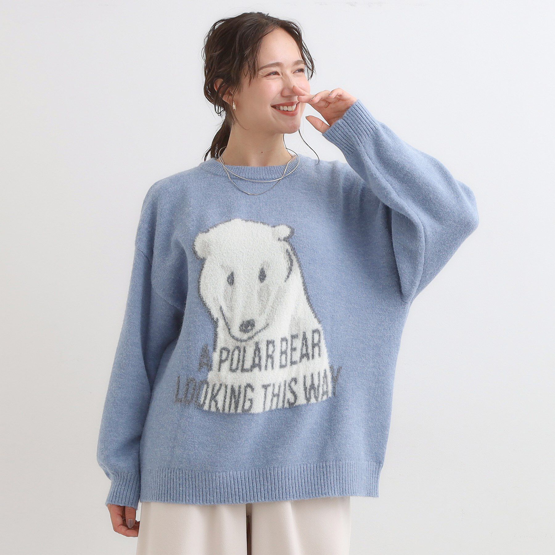 SHOO･LA･RUE「【旭山動物園応援商品】ゆるアニマル ふわふわジャカードニット」|ニット・セーター|