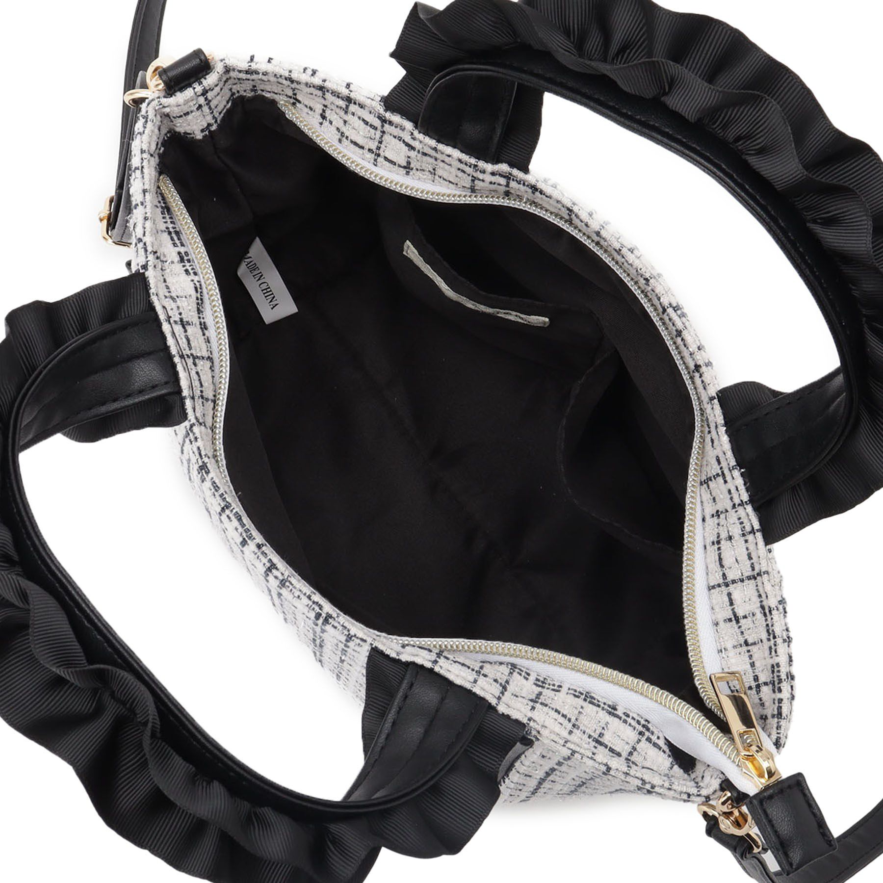 SHOO･LA･RUE「フリルハンドルツイードトートバッグ」|トートバッグ|