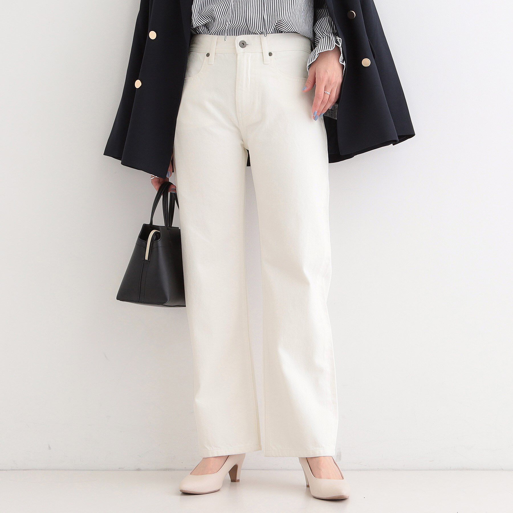 SHOO･LA･RUE「【SHOO・LA・RUE DENIM】程よいゆとりの ストレートデニムパンツ」|デニム|オフホワイト(003