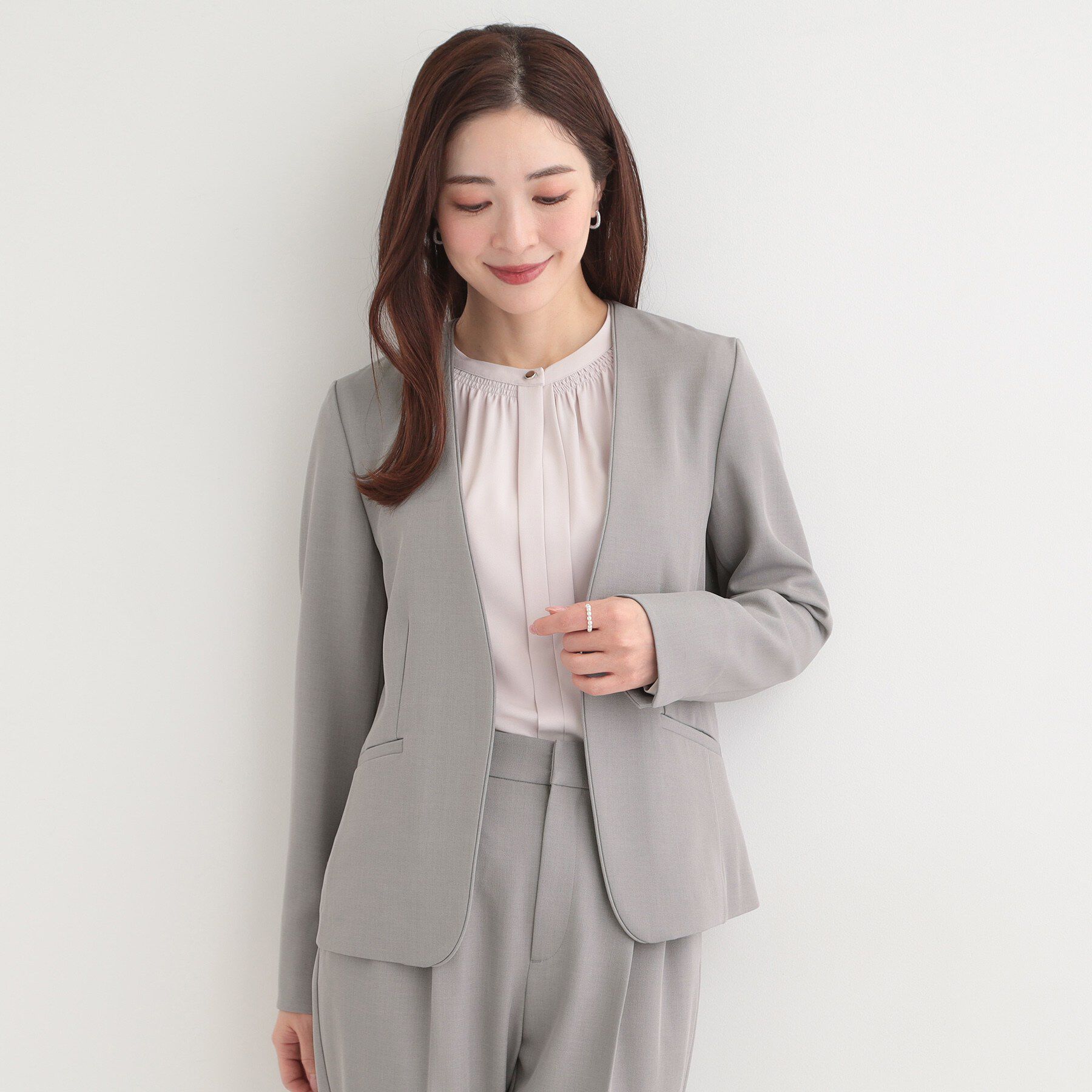 SHOO･LA･RUE「【多機能】カラーレスジャケット」|ノーカラージャケット|