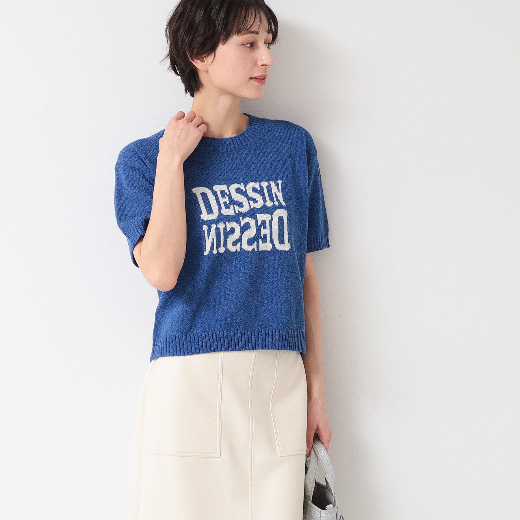Dessin「【洗える】ロゴジャカード半袖ニット（S～L）」|ニット・セーター|