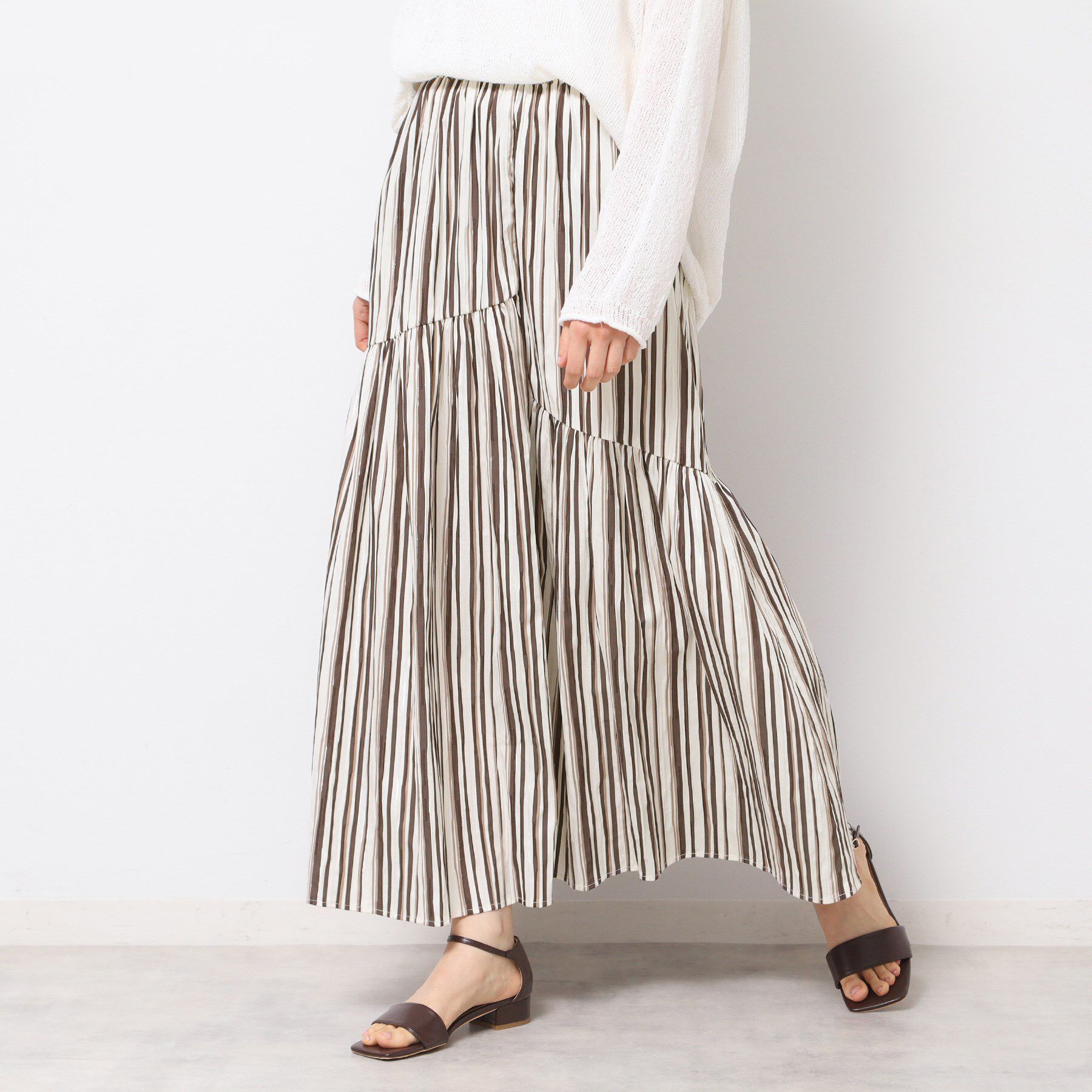 Dessin「◆【ウエストゴム・洗える】ストライプ柄切り替えスカート」|スカート|