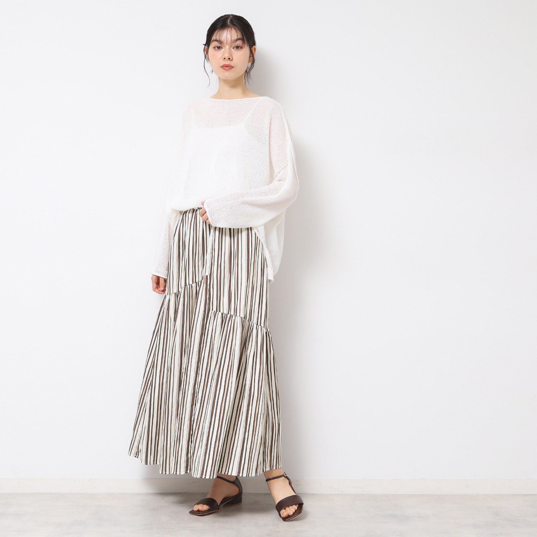 Dessin「◆【ウエストゴム・洗える】ストライプ柄切り替えスカート」|スカート|