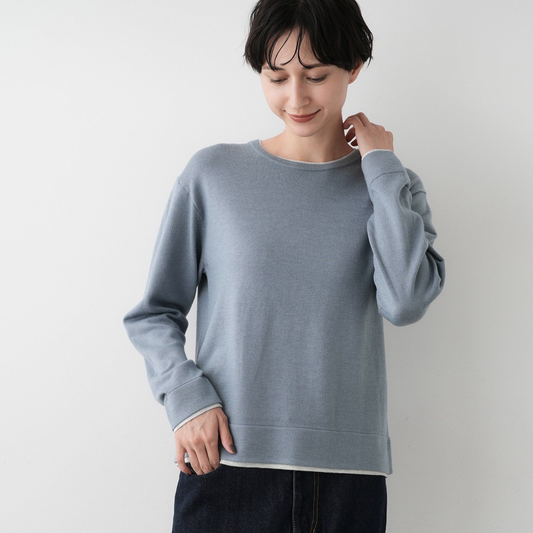 Dessin「【ユニセックス/洗える】バイカラーニット」|ニット・セーター|