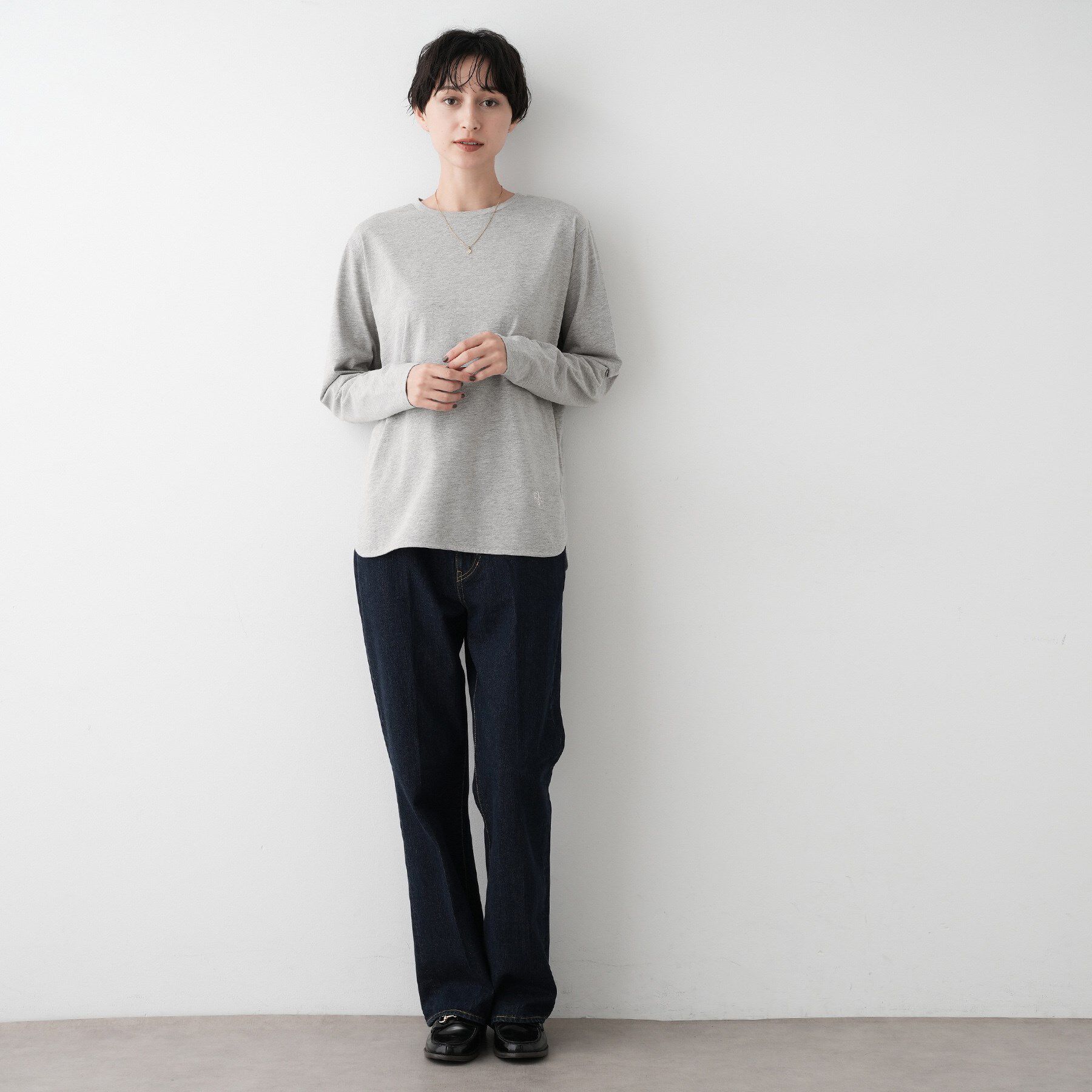 Dessin「【選べる首元デザイン/洗える】クルーネックロングTシャツ」|Tシャツ・カットソー|