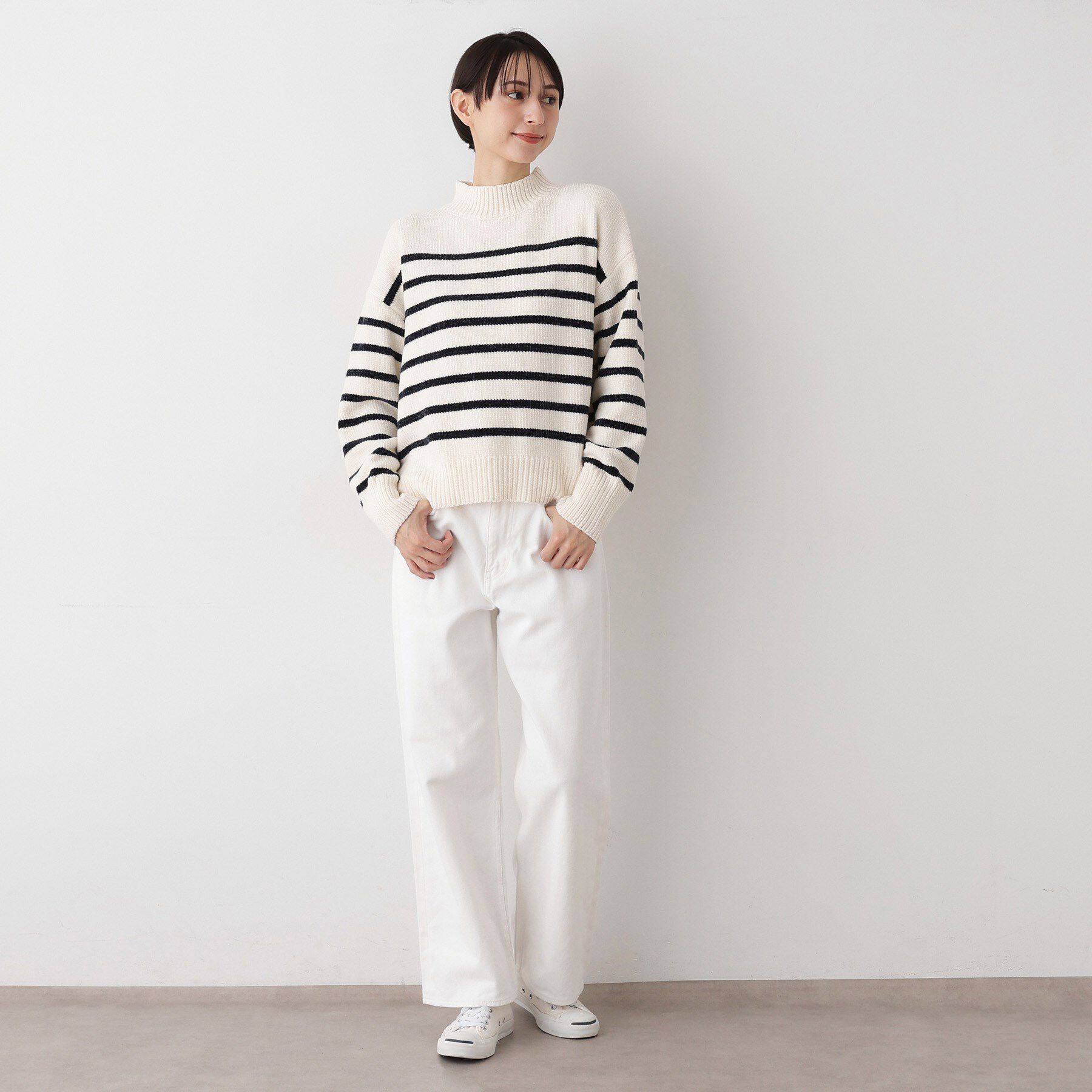 Dessin「【洗える】ハイネックベロアモールニット」|ニット・セーター|