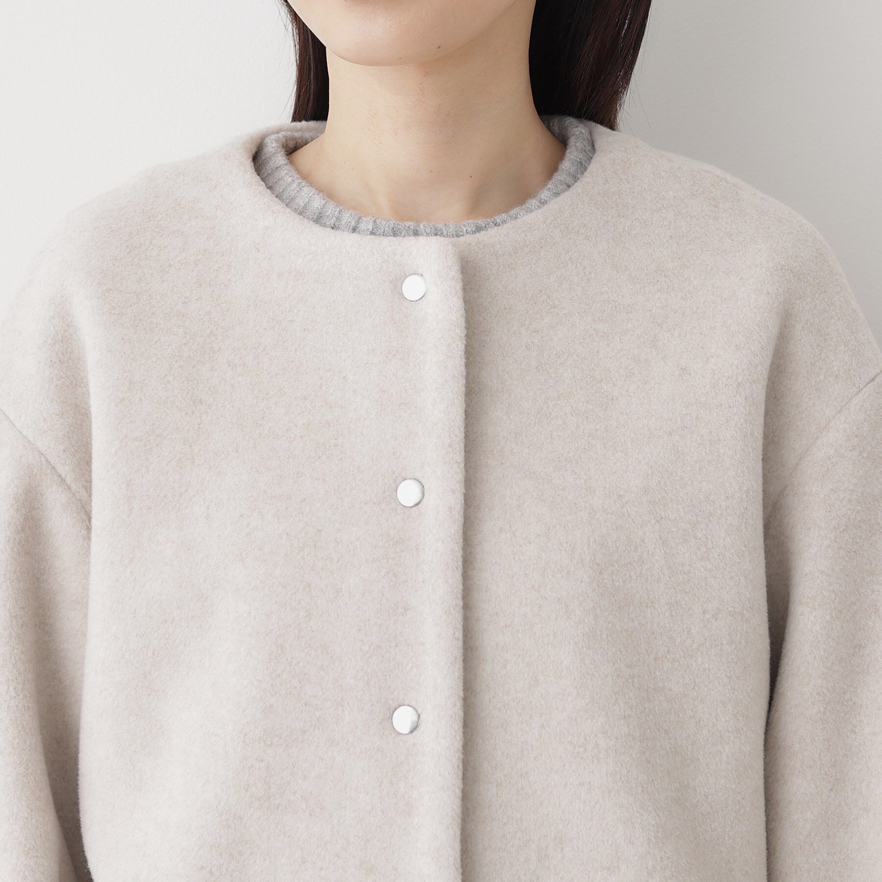 Dessin「メランジ起毛ジャケット」|ノーカラーコート|