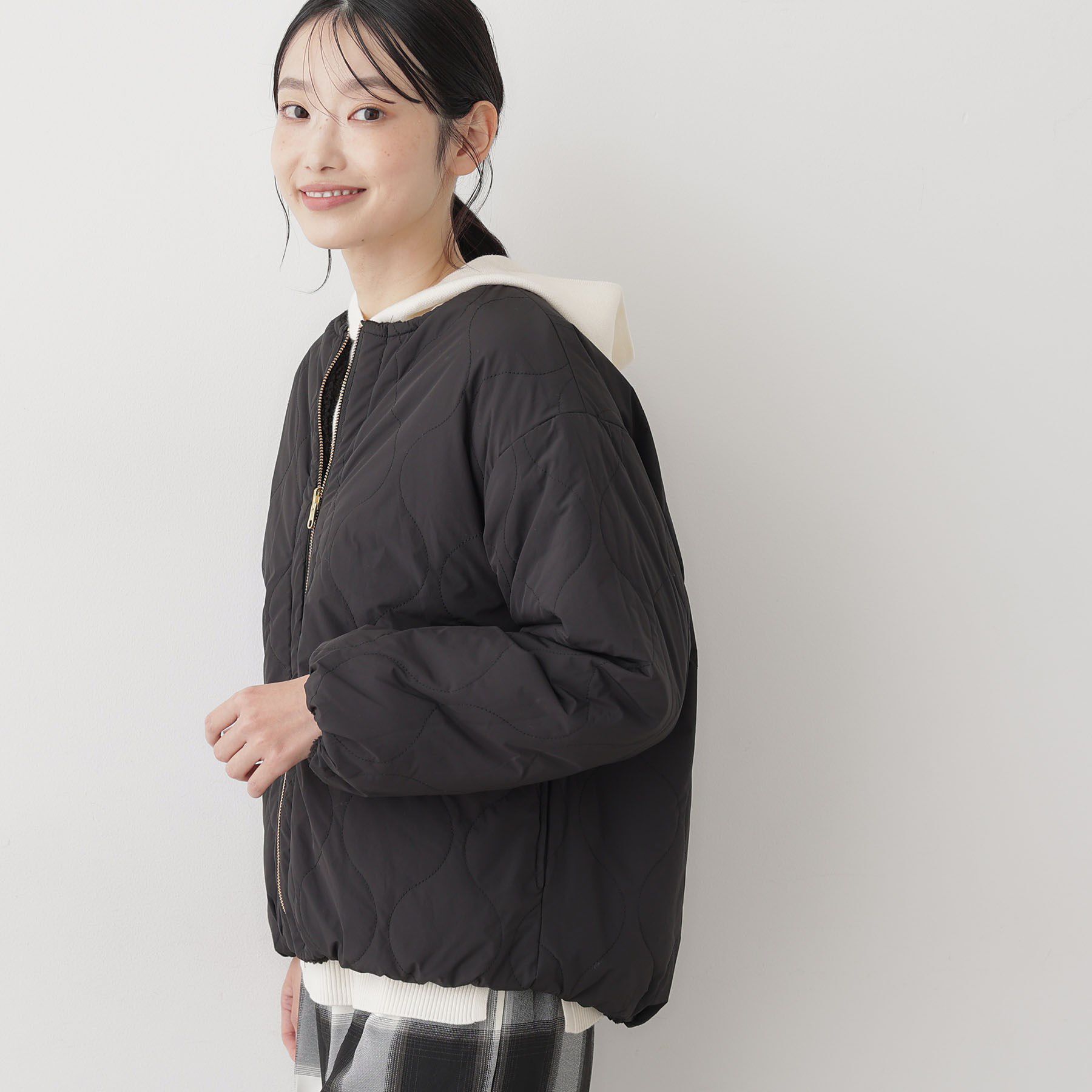 Dessin「【2WAY】リバーシブルタフタボアアウター」|ノーカラージャケット|