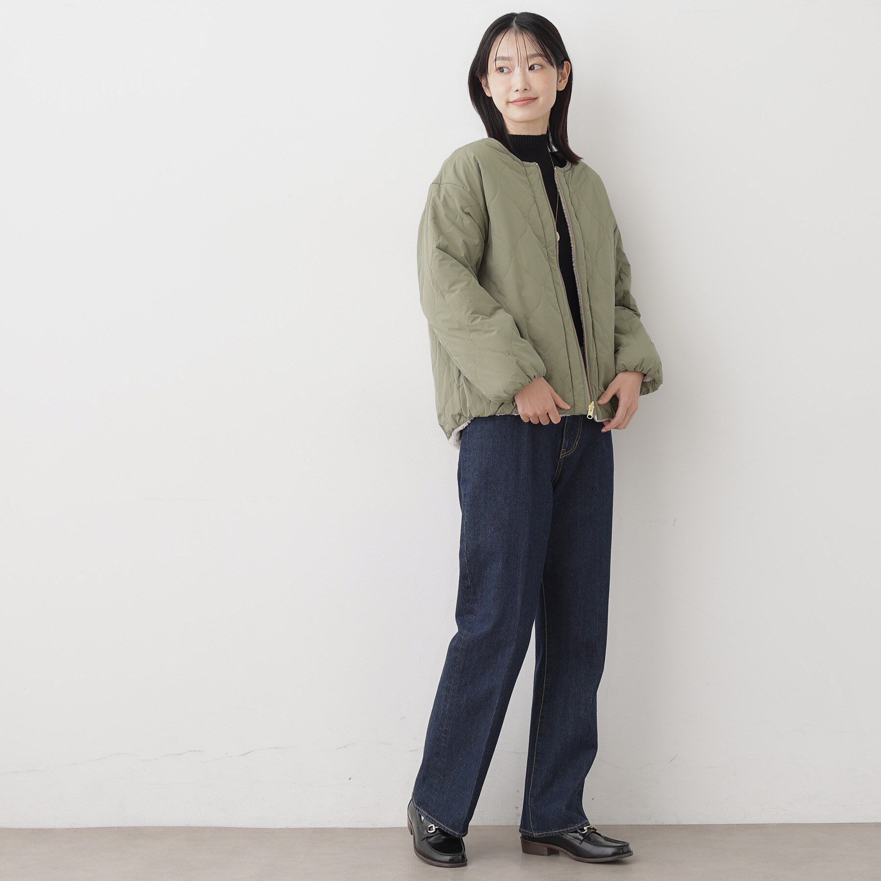 Dessin「【2WAY】リバーシブルタフタボアアウター」|ノーカラージャケット|