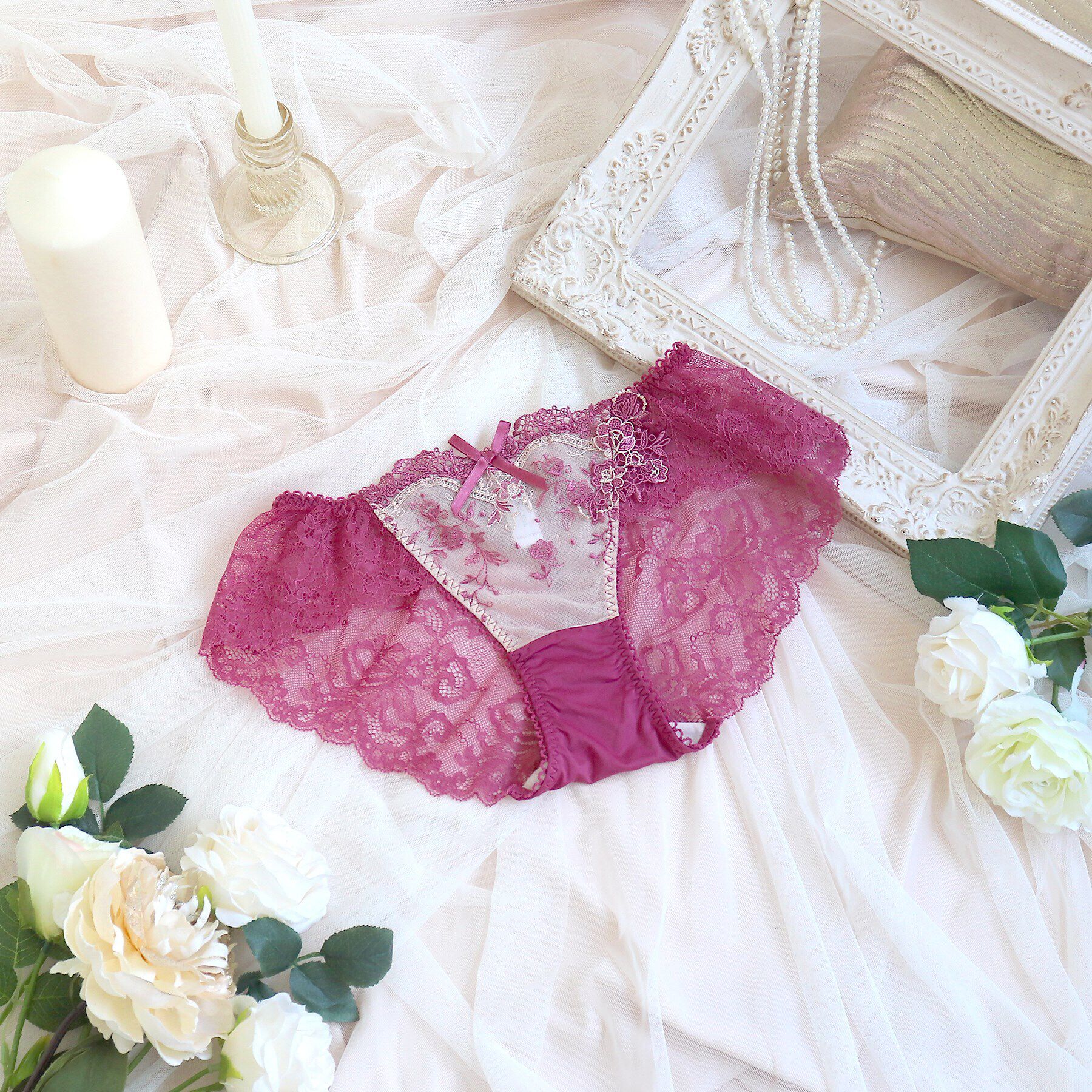 Risa Magli「アリアンナ レースショーツ」|インナー|ローズ(062)