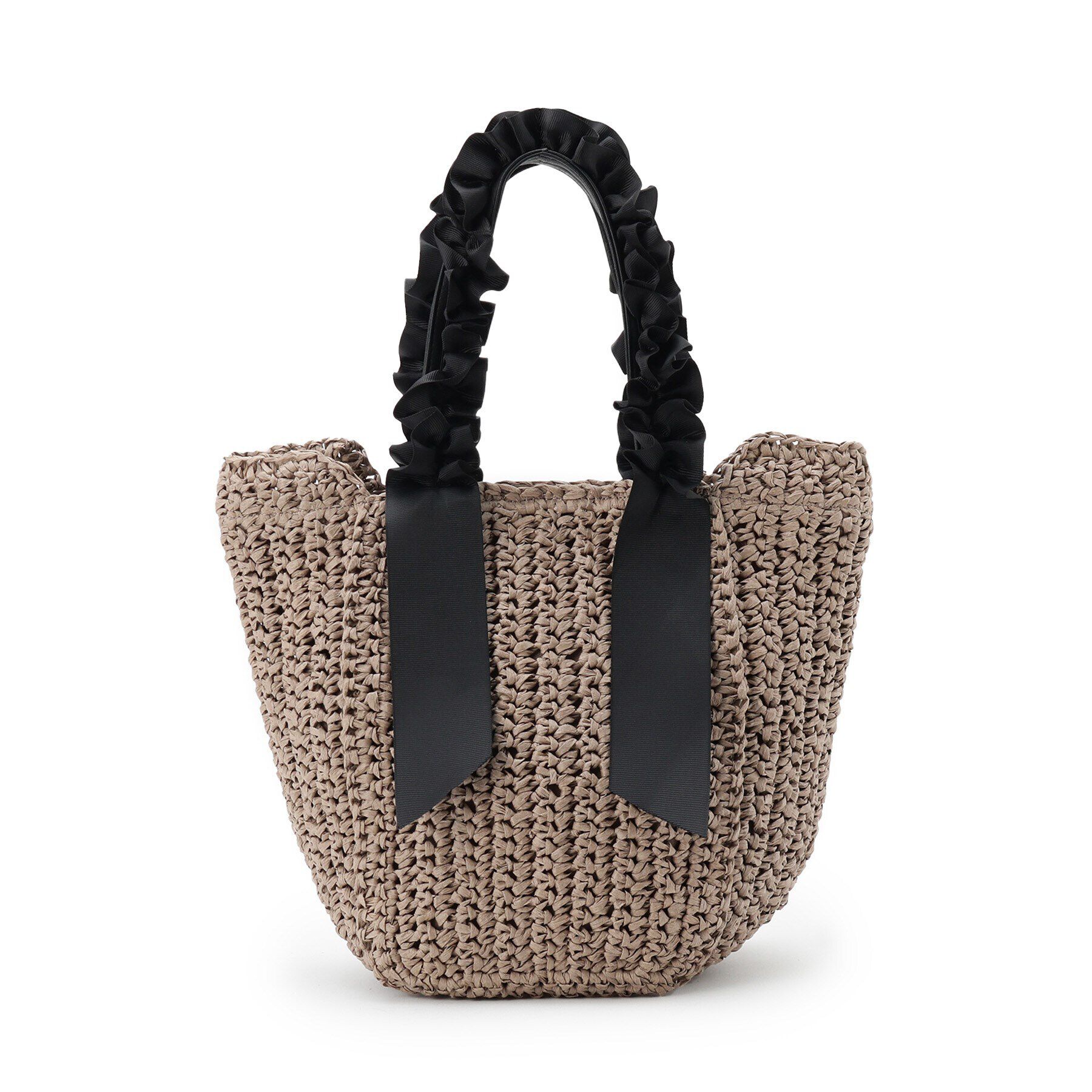 SunaUna「【持ち手フリルリボン】ペーパーバッグ」|トートバッグ|ブラウン(040)