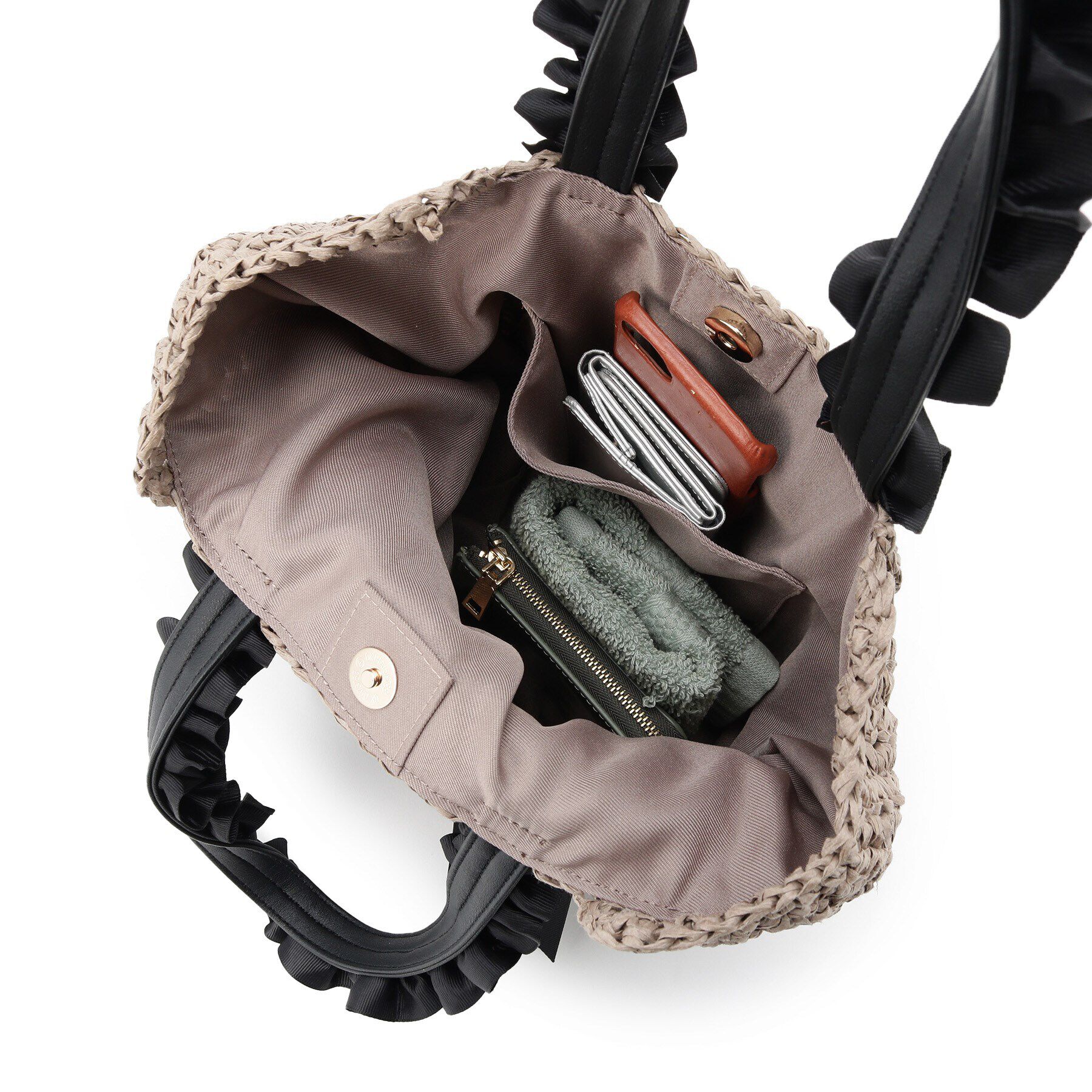 SunaUna「【持ち手フリルリボン】ペーパーバッグ」|トートバッグ|