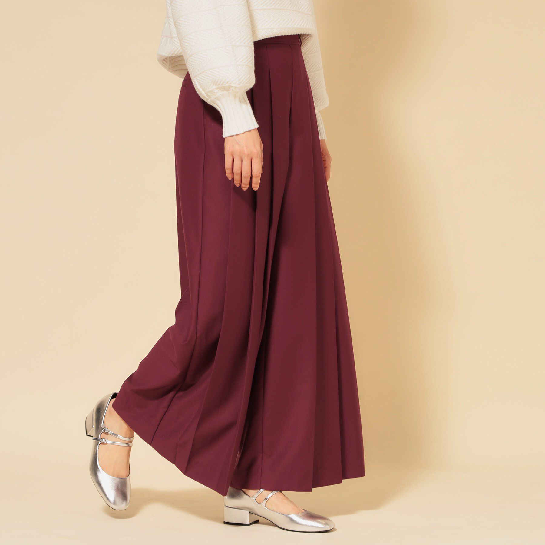 SunaUna「【COLLECTION LINE】プリーツパンツ」|その他|ボルドー(064)