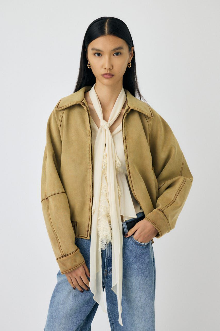 MOUSSY「F/SUEDE GATHER ブルゾン」|ブルゾン・スタジャン|BEG