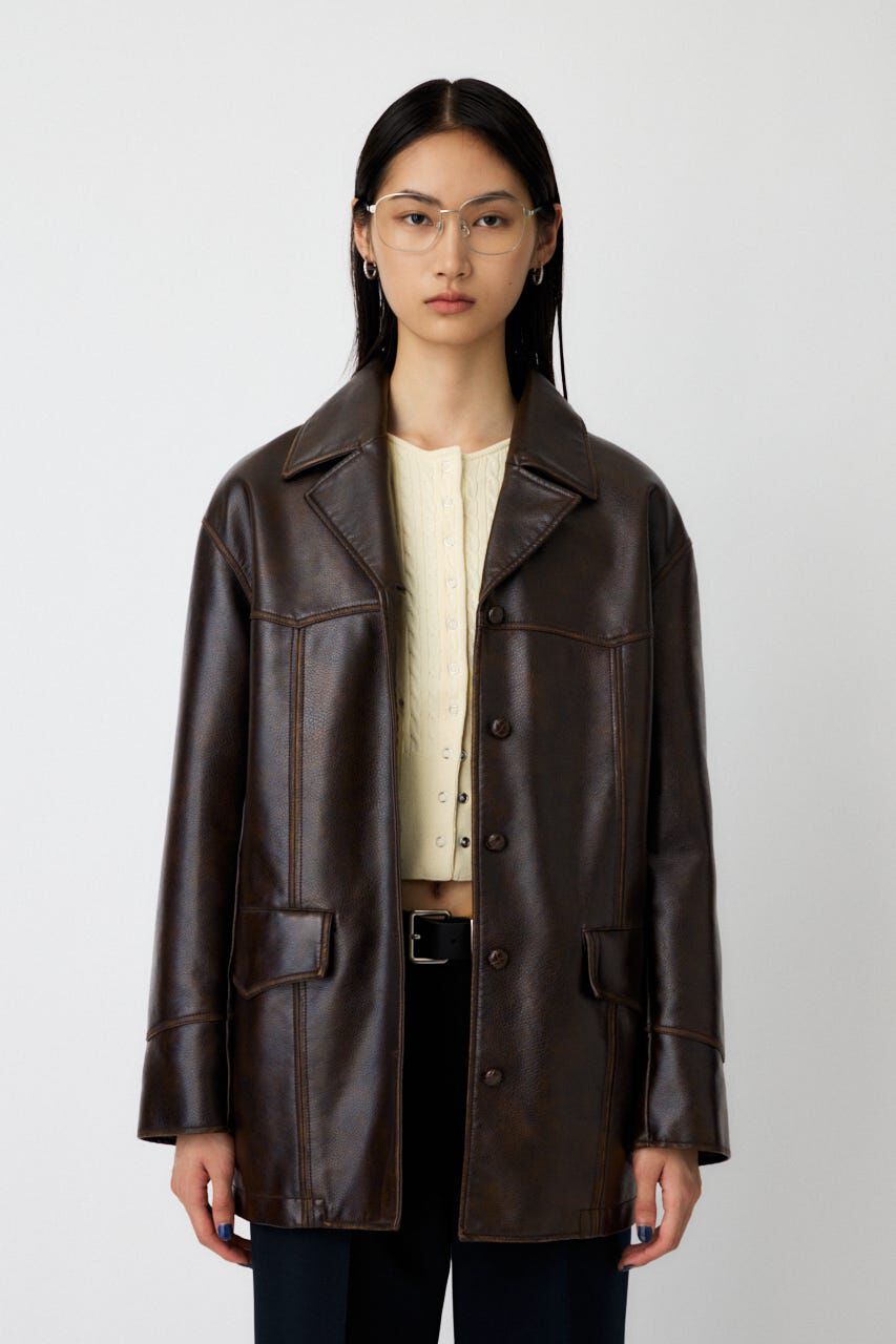 MOUSSY「F/LEATHER 70s HALF コート」|その他|