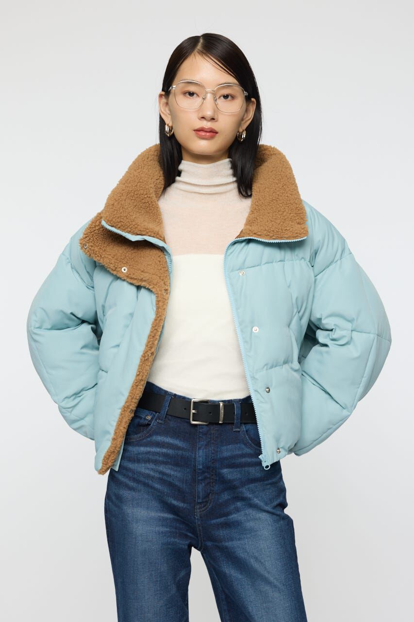 MOUSSY「STAND COLLAR PUFFER ジャケット」|ブルゾン・スタジャン|L/BLU1