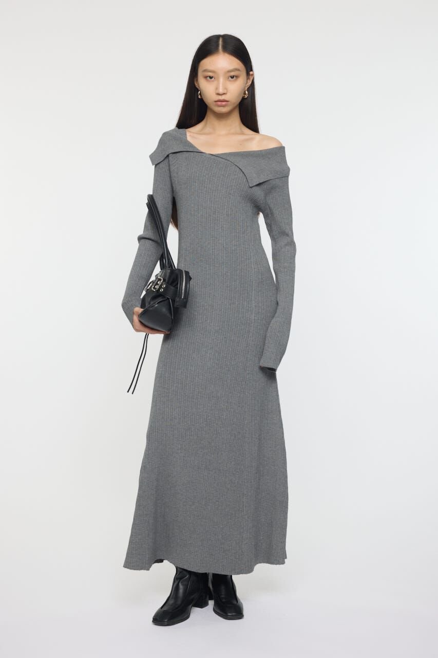 MOUSSY「ASYMMETRY COLLAR KNIT ドレス」|ワンピース|