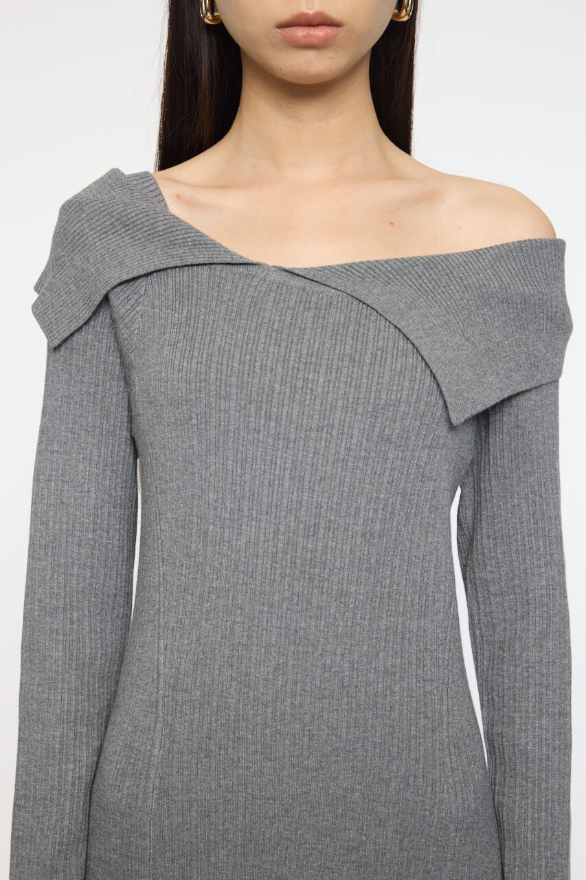 MOUSSY「ASYMMETRY COLLAR KNIT ドレス」|ワンピース|