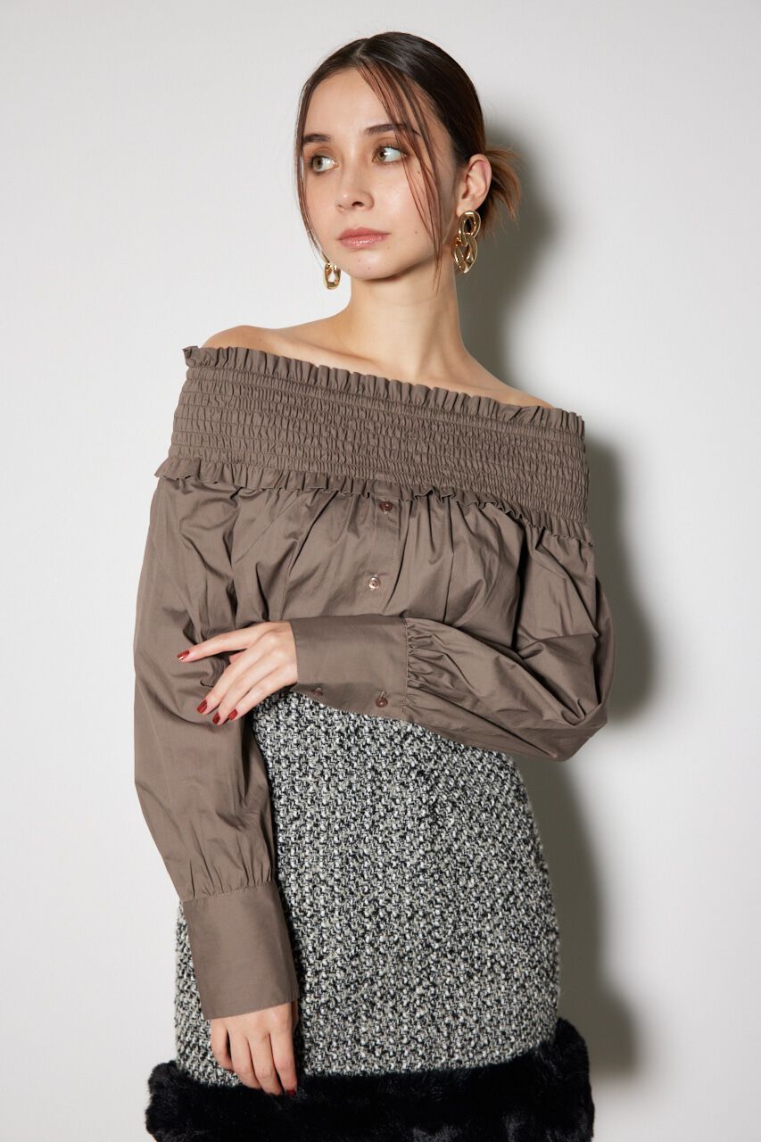 rienda「シャーリングオフショルトップス」|シャツ・ブラウス|