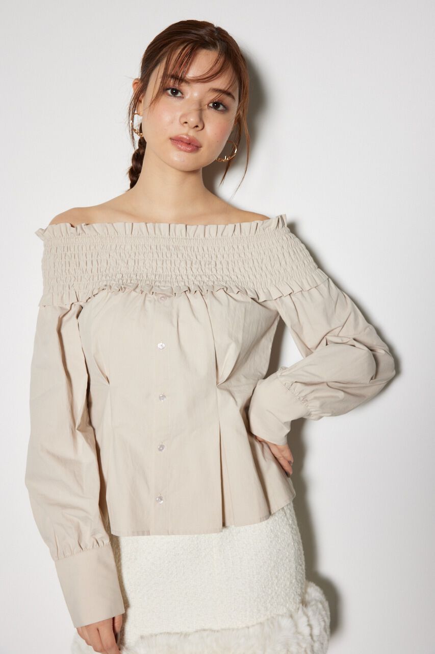 rienda「シャーリングオフショルトップス」|シャツ・ブラウス|