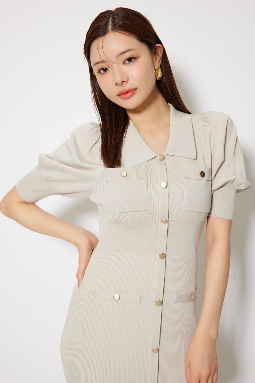 rienda「パフスリーブニットタイトワンピース」|ワンピース|