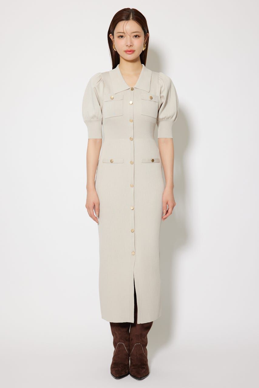 rienda「パフスリーブニットタイトワンピース」|ワンピース|