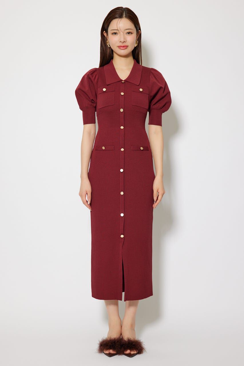 rienda「パフスリーブニットタイトワンピース」|ワンピース|