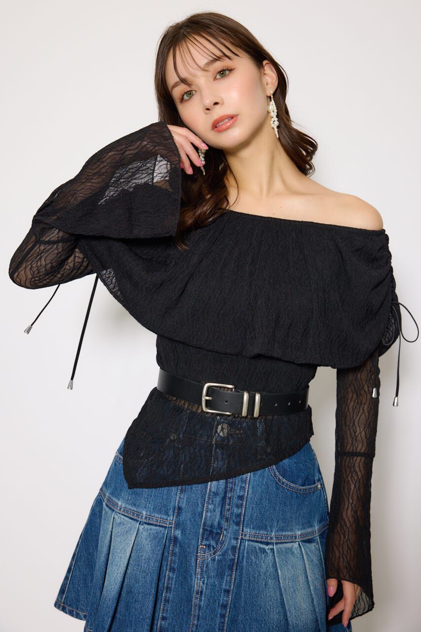 rienda「シアーレースオフショルトップス」|Tシャツ・カットソー|