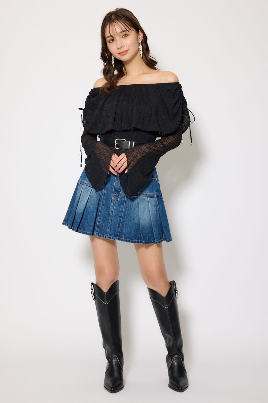 rienda「シアーレースオフショルトップス」|Tシャツ・カットソー|