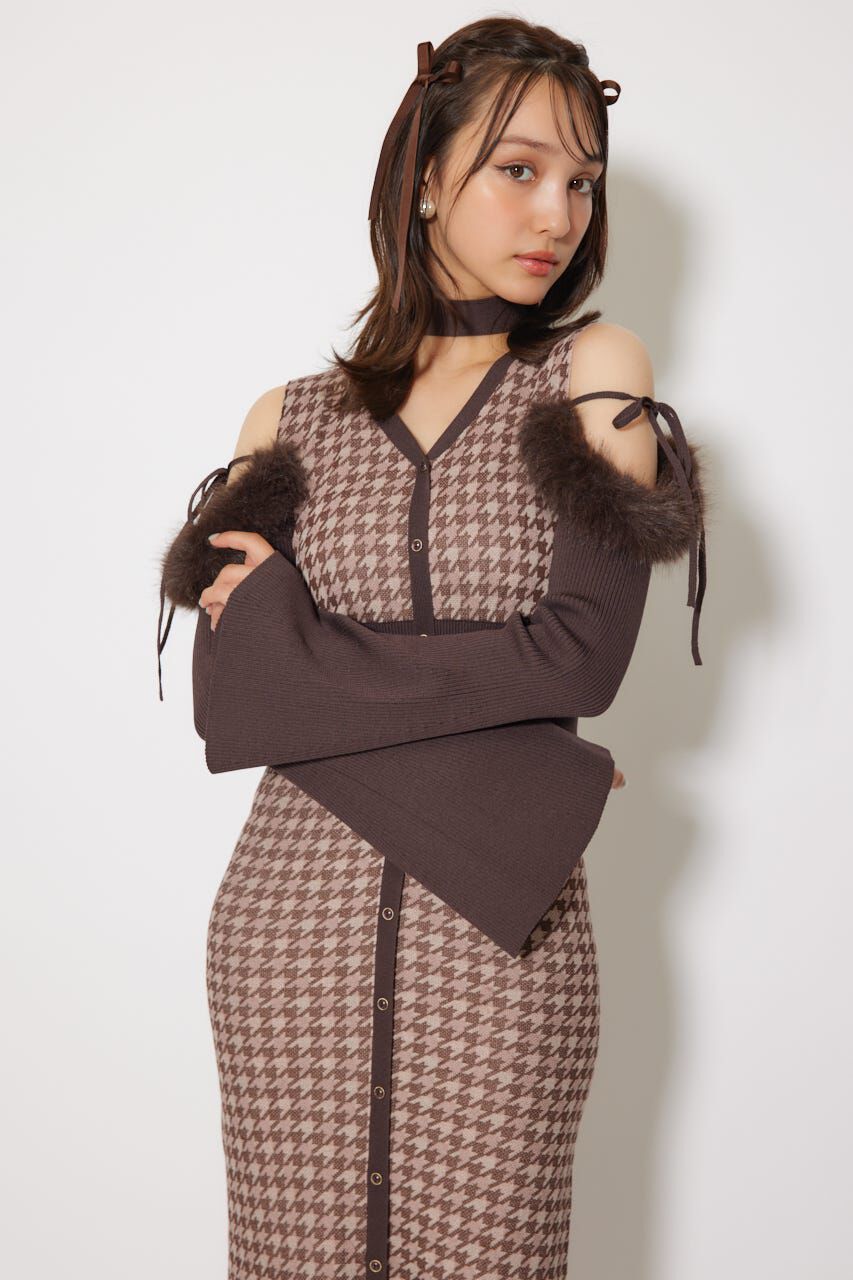 rienda「many wayフェイクファージャガードニットワンピース」|ワンピース|