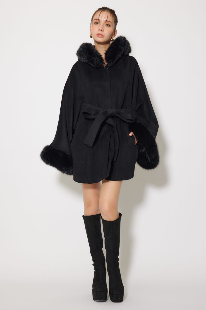 rienda「ウールMIXフードポンチョコート」|その他|